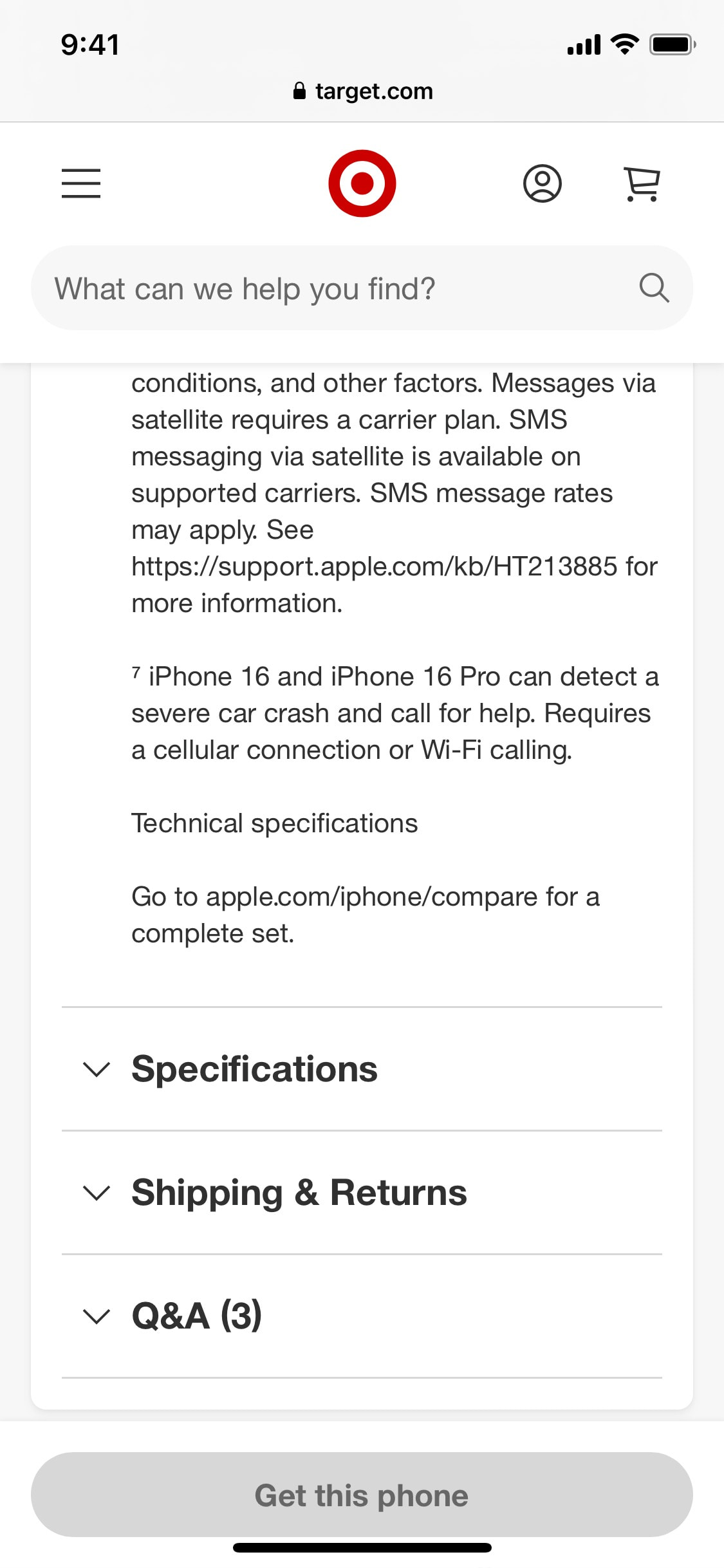 Target iOS screen 303