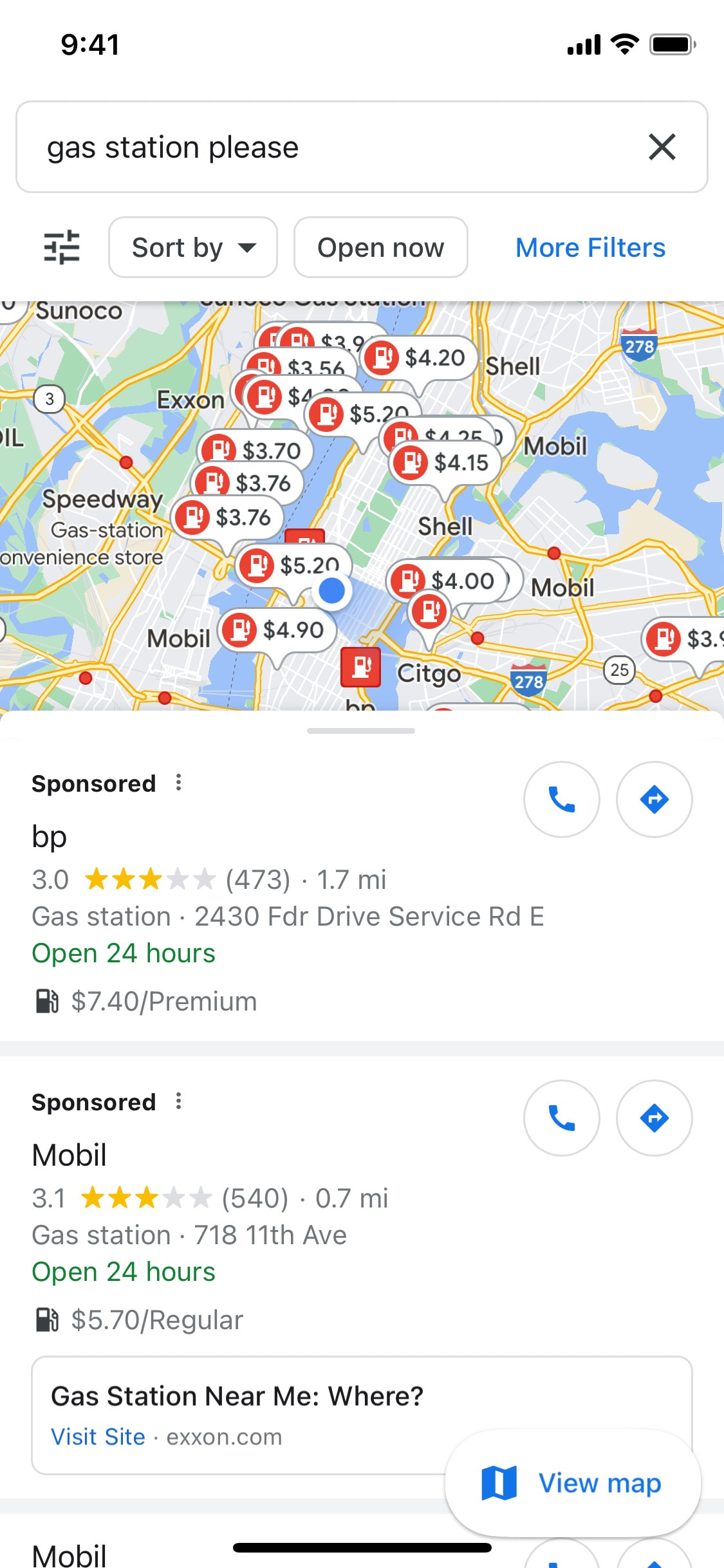 Google Maps iOS screen 422