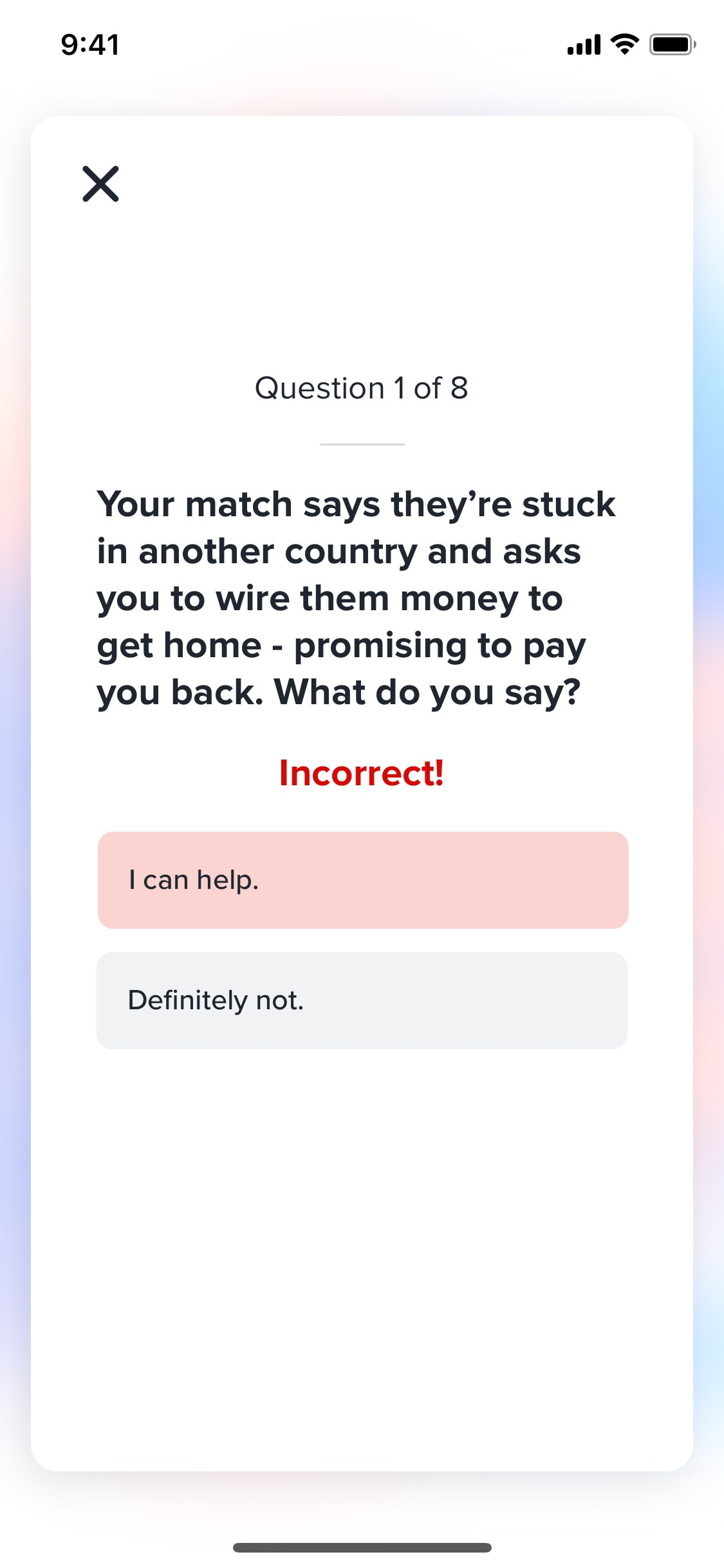 Tinder iOS screen 421