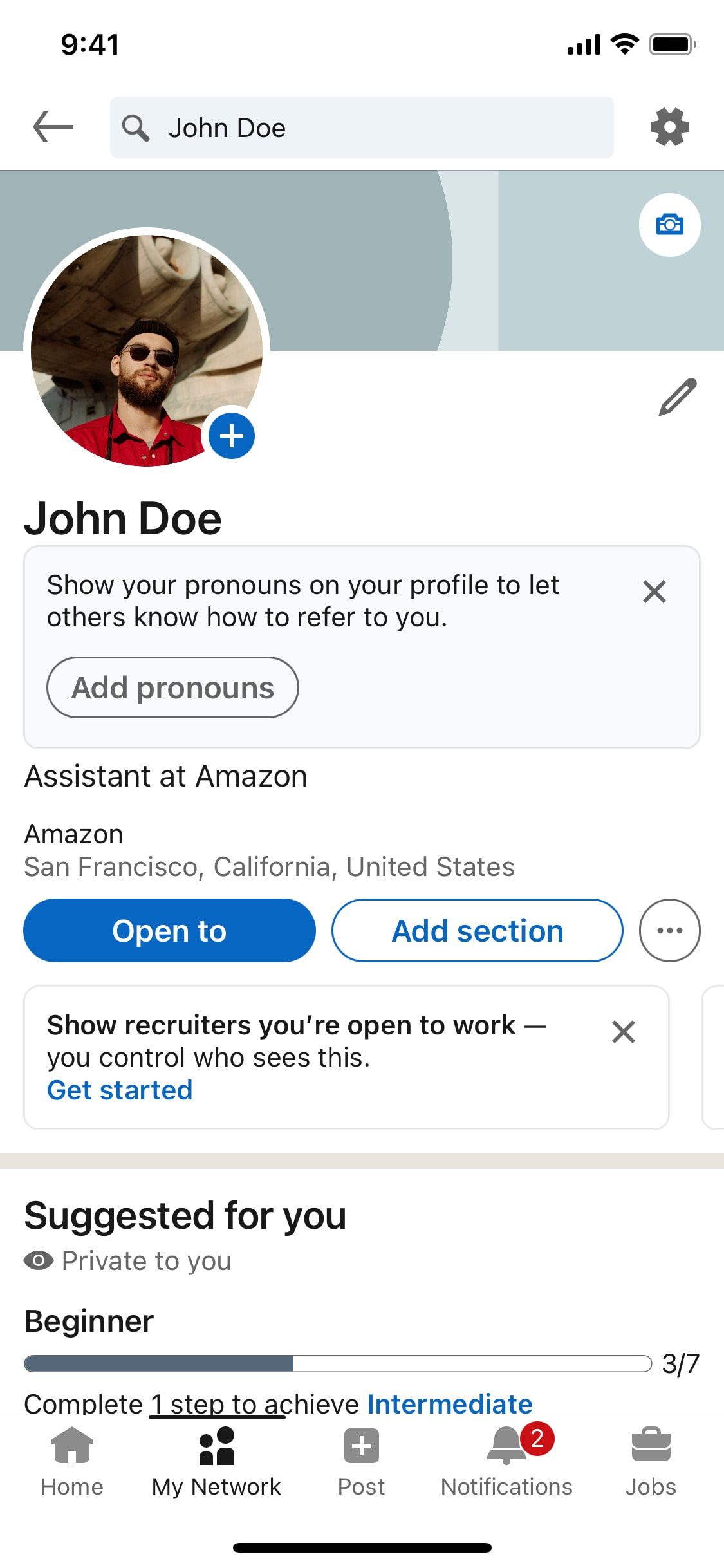 LinkedIn iOS screen 180