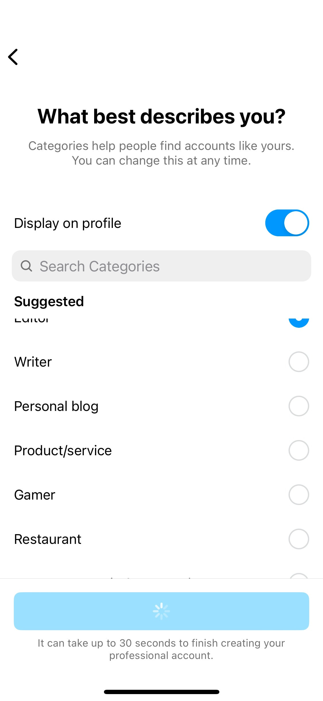 Instagram iOS screen 707