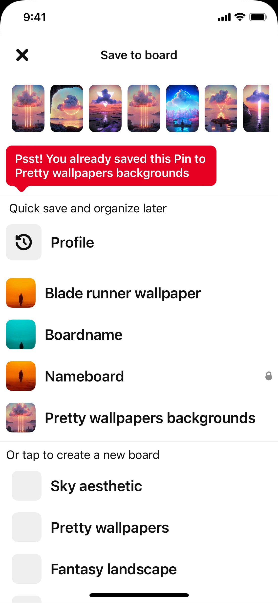 Pinterest iOS screen 411