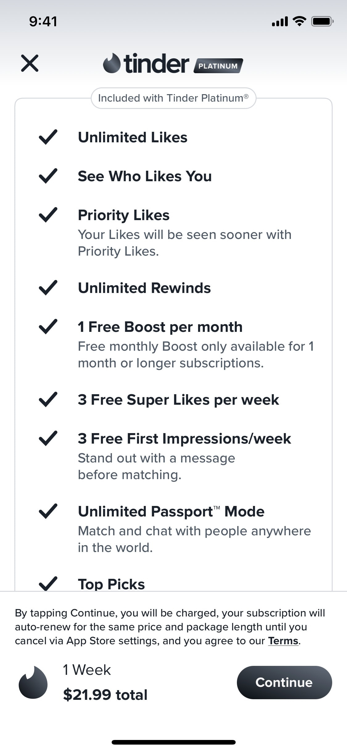 Tinder iOS screen 302