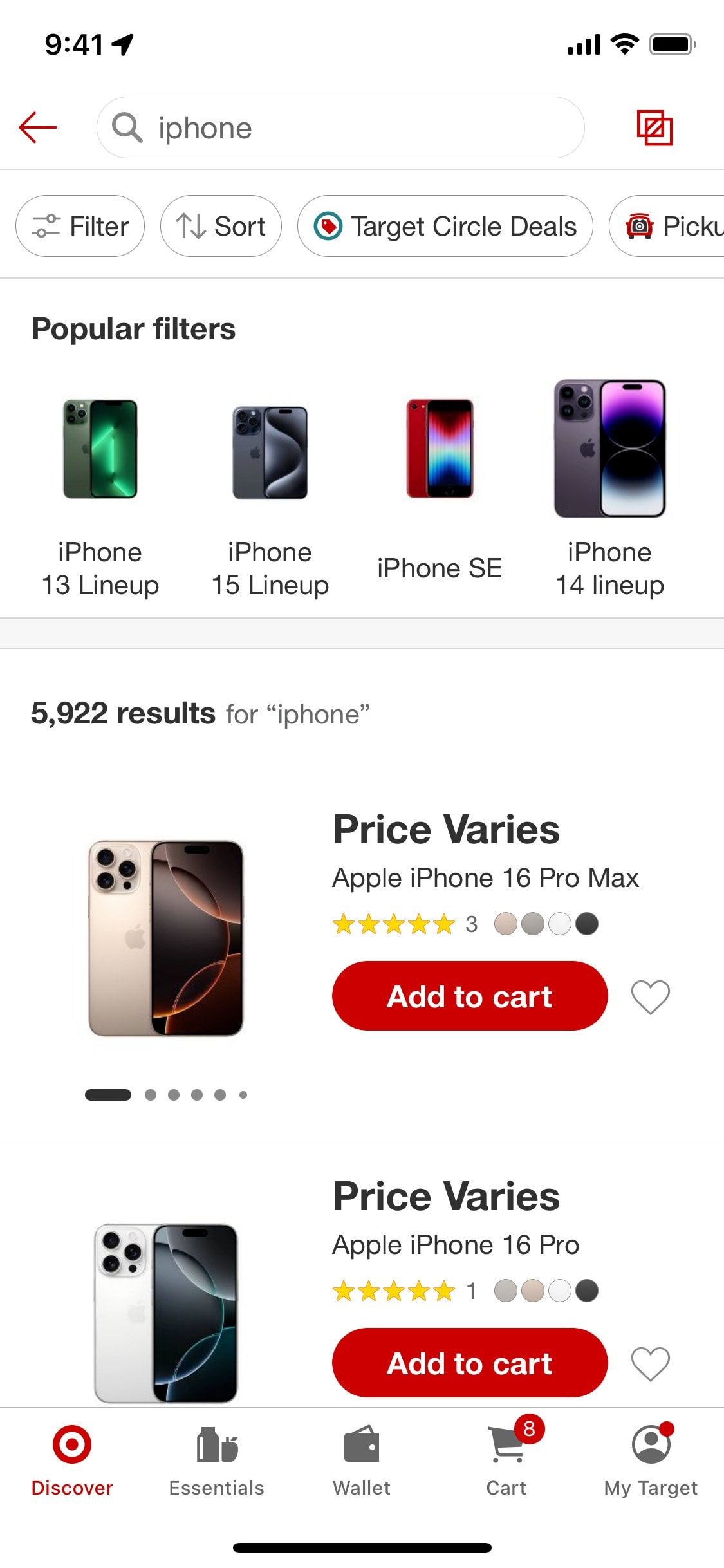 Target iOS screen 392
