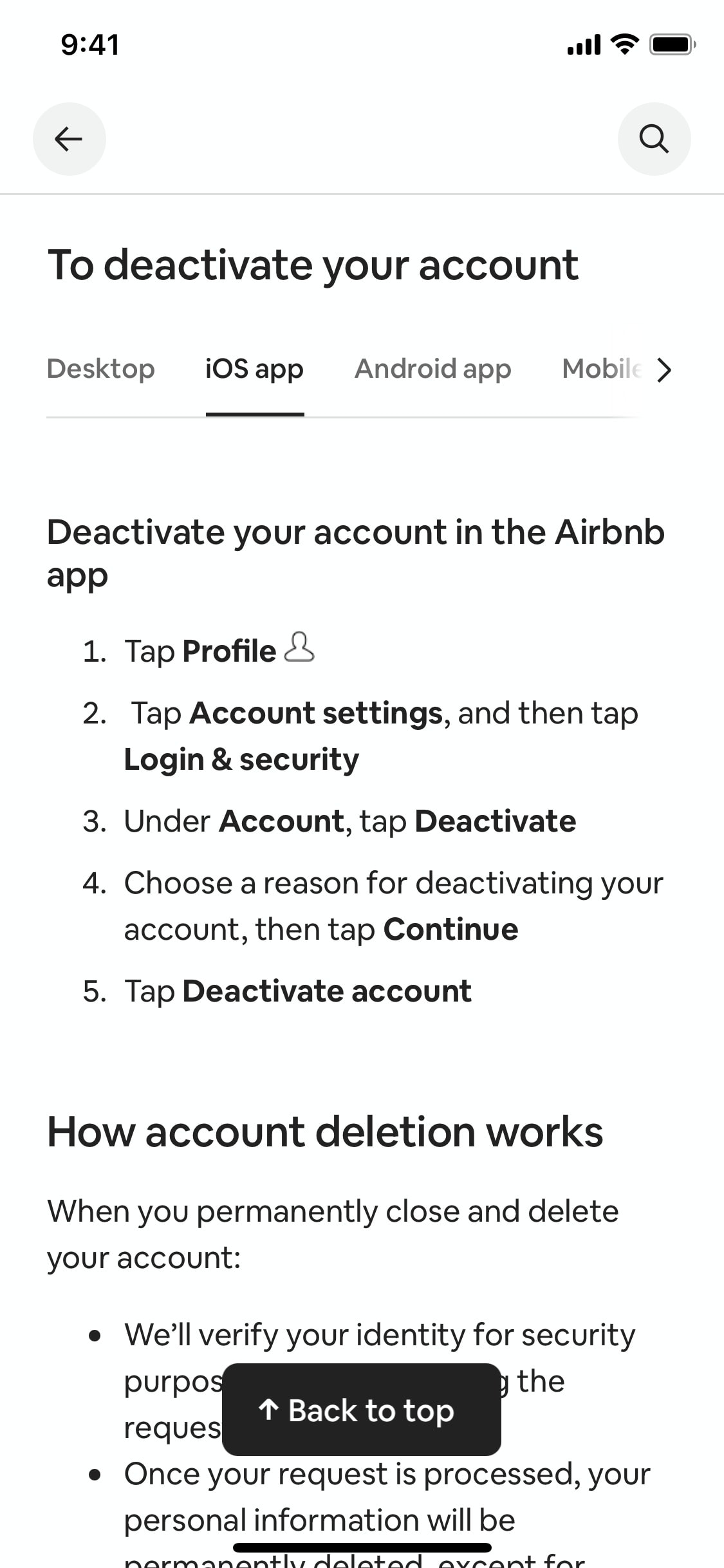 Airbnb iOS screen 505