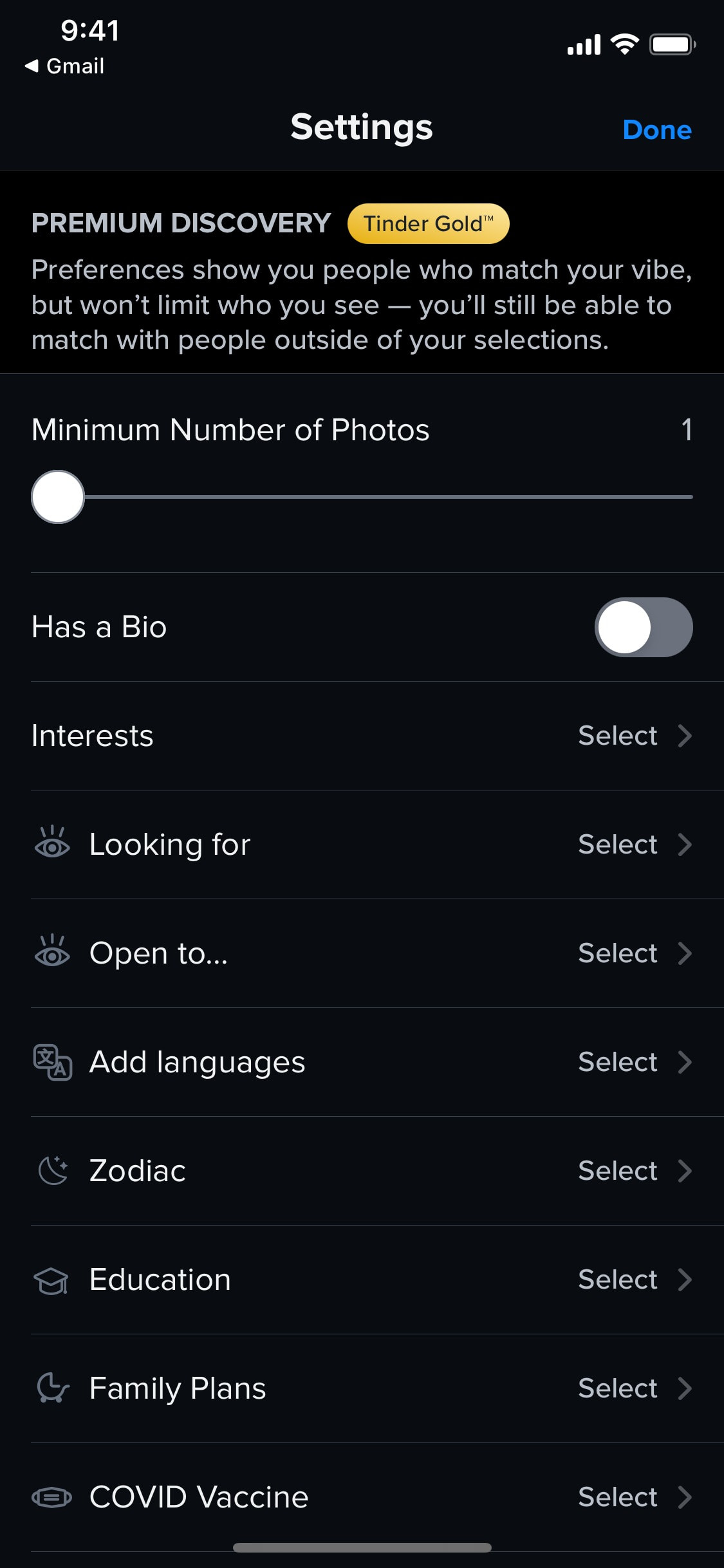 Tinder iOS screen 167