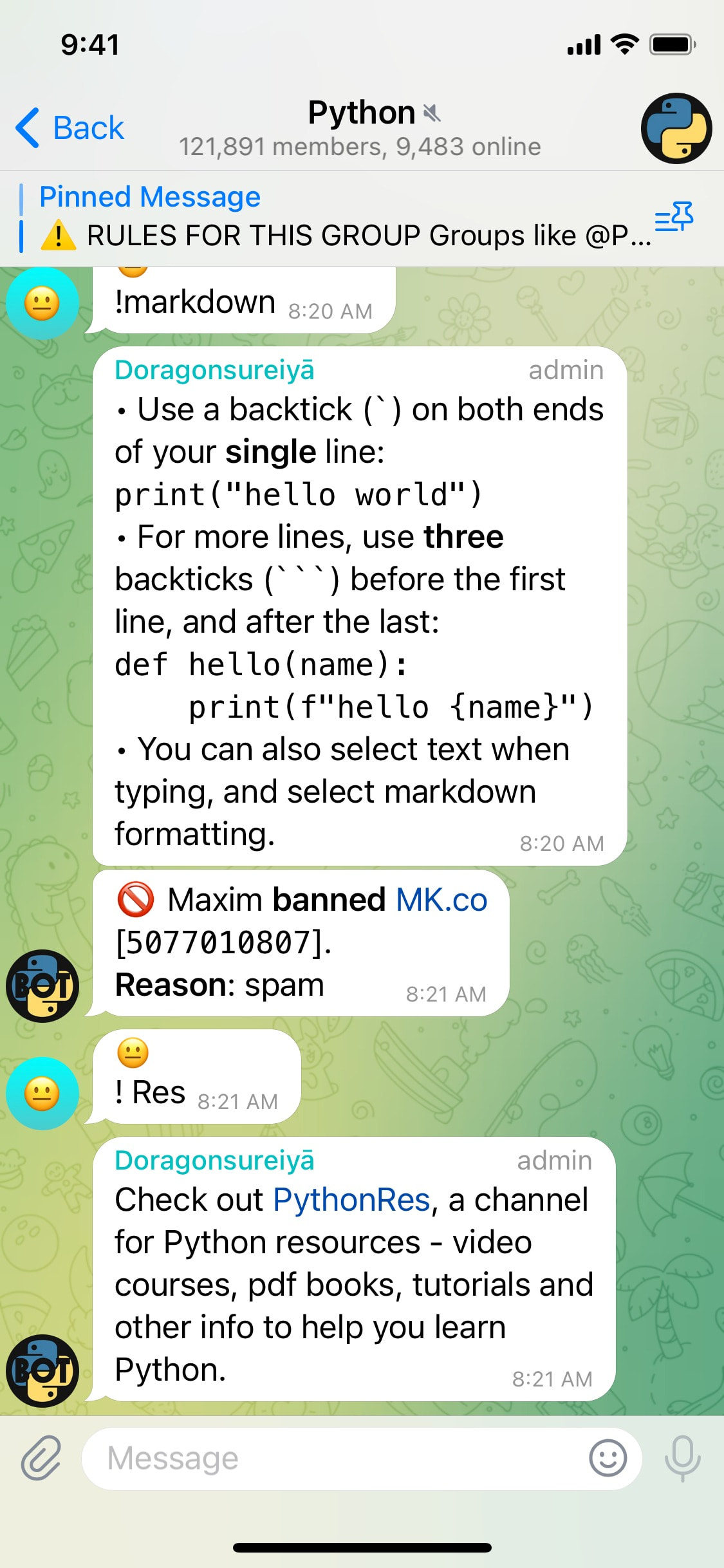 Telegram iOS screen 134