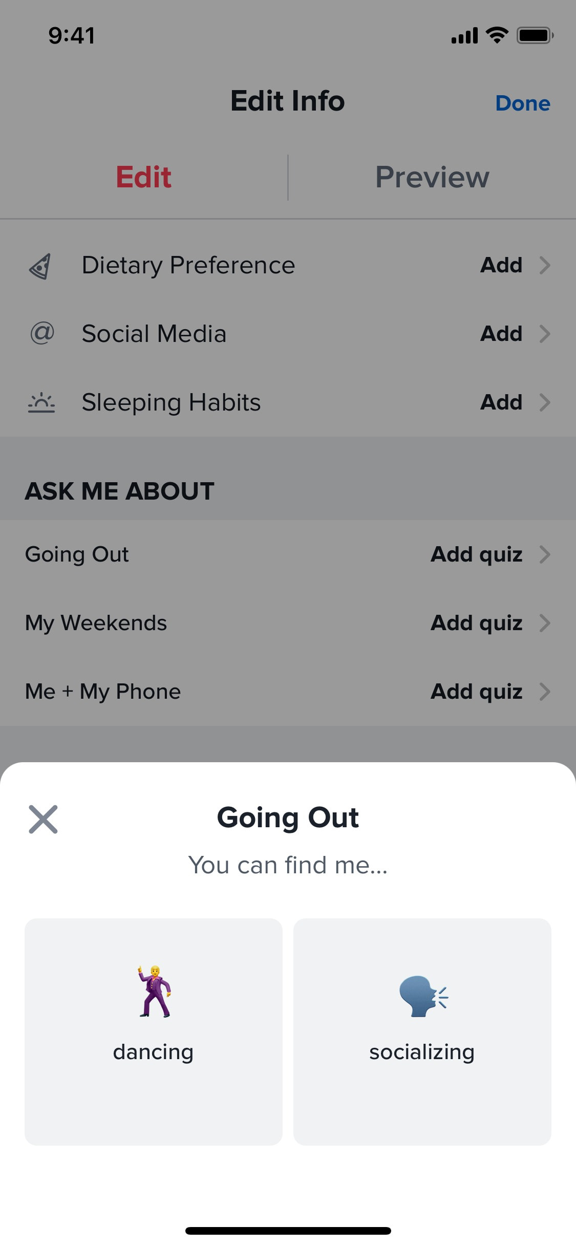 Tinder iOS screen 19