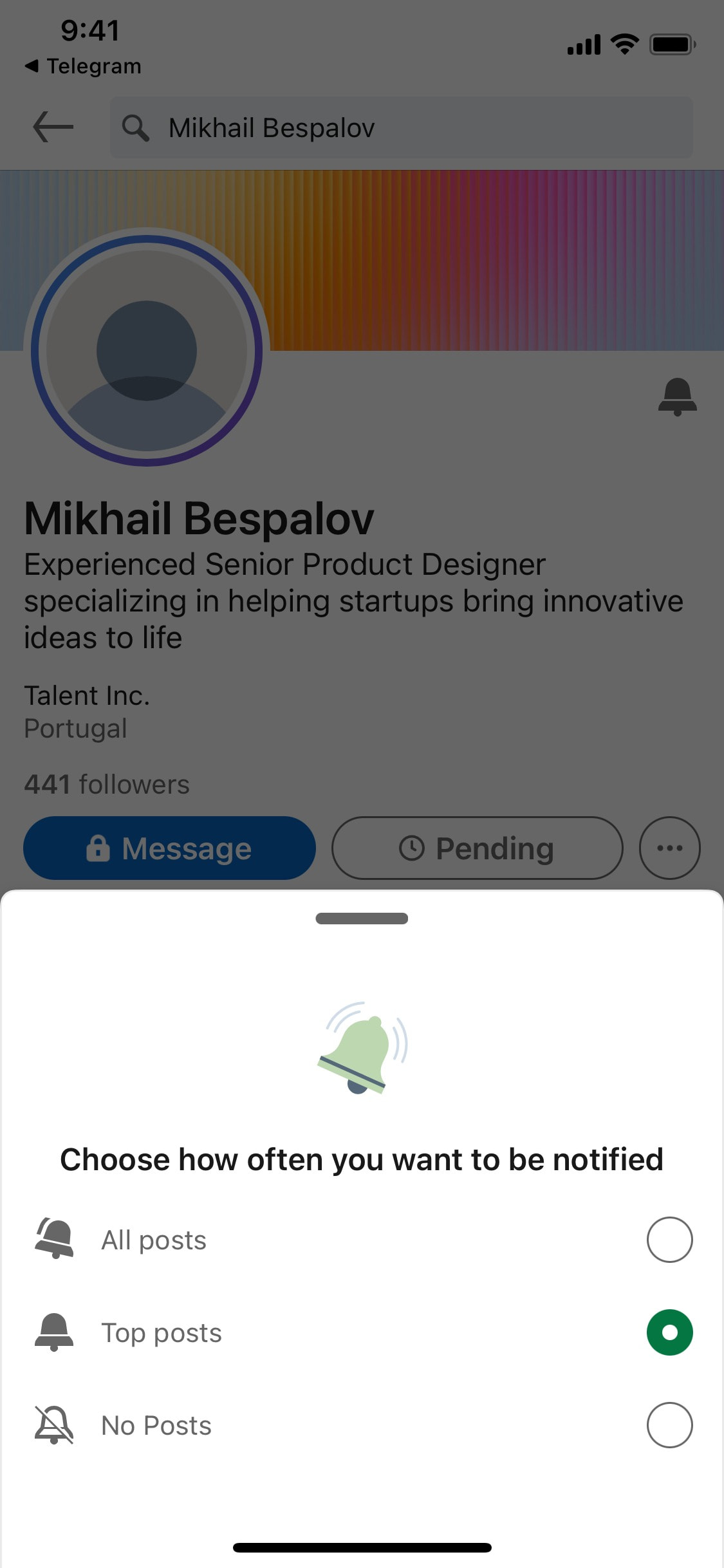 LinkedIn iOS screen 555