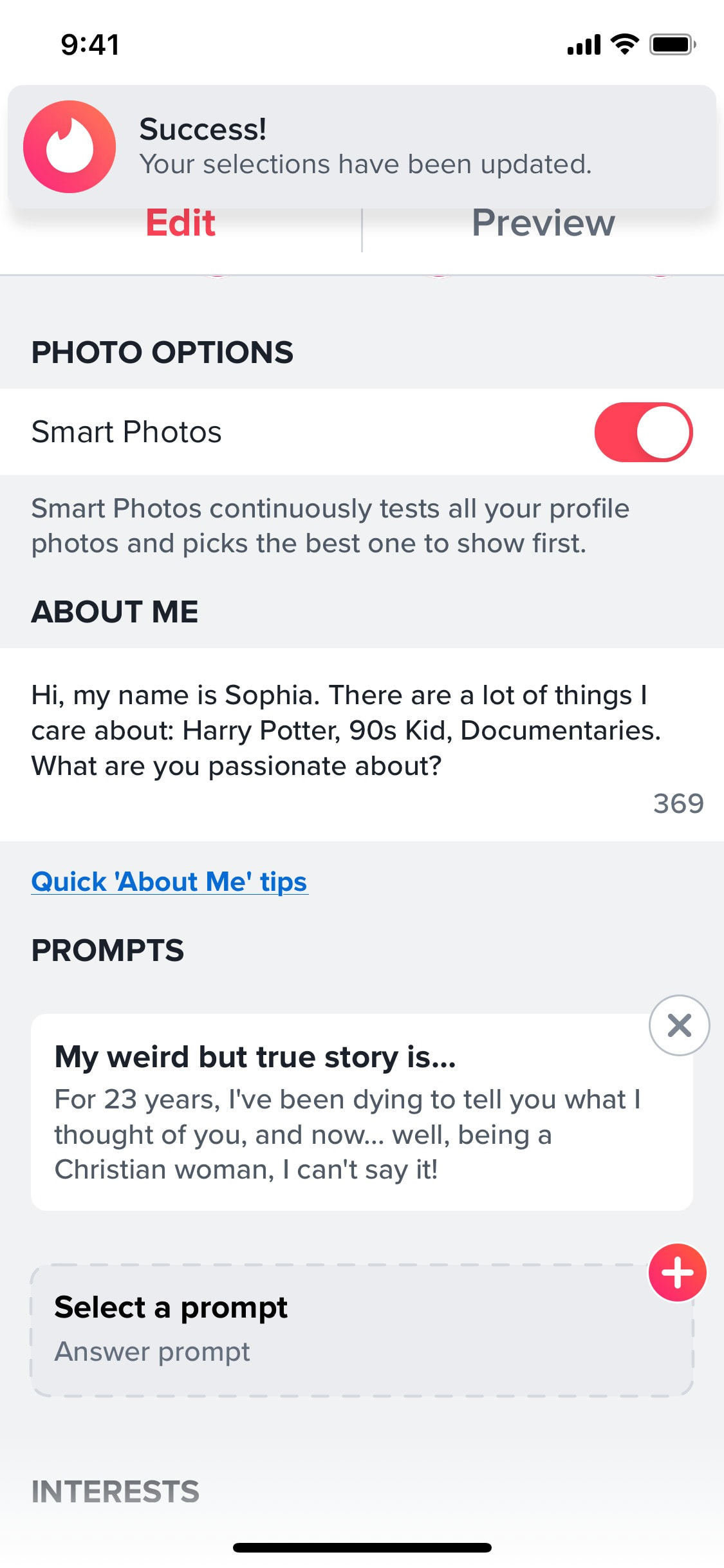 Tinder iOS screen 320