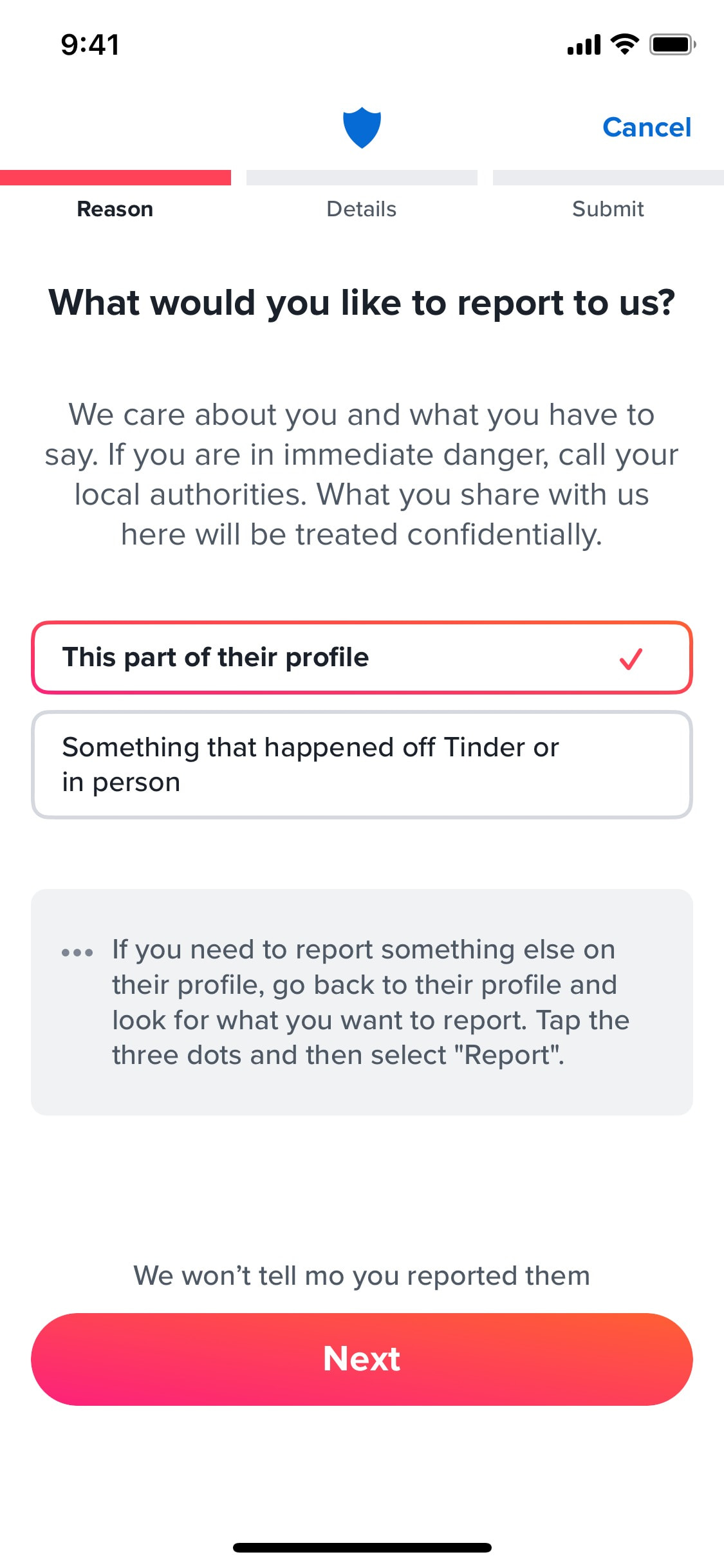 Tinder iOS screen 121