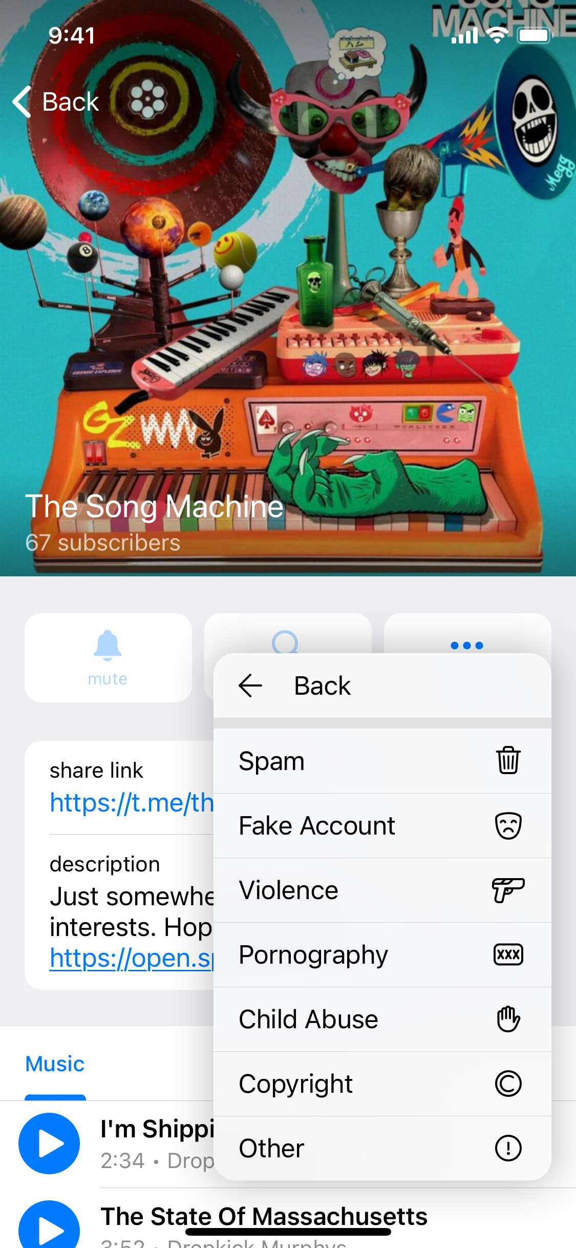 Telegram iOS screen 426
