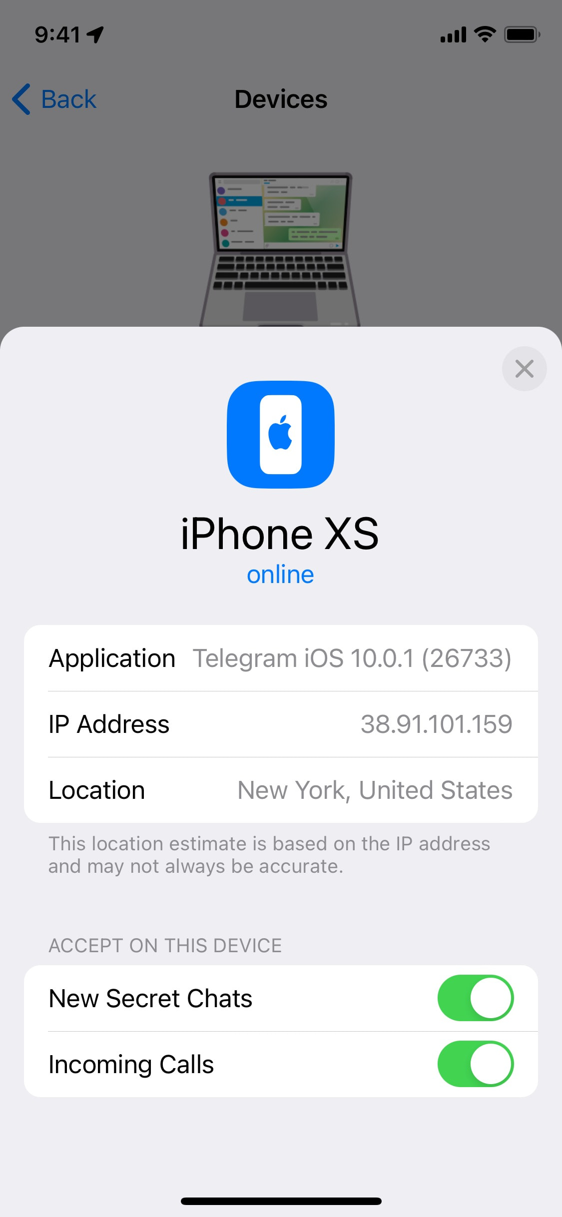 Telegram iOS screen 905