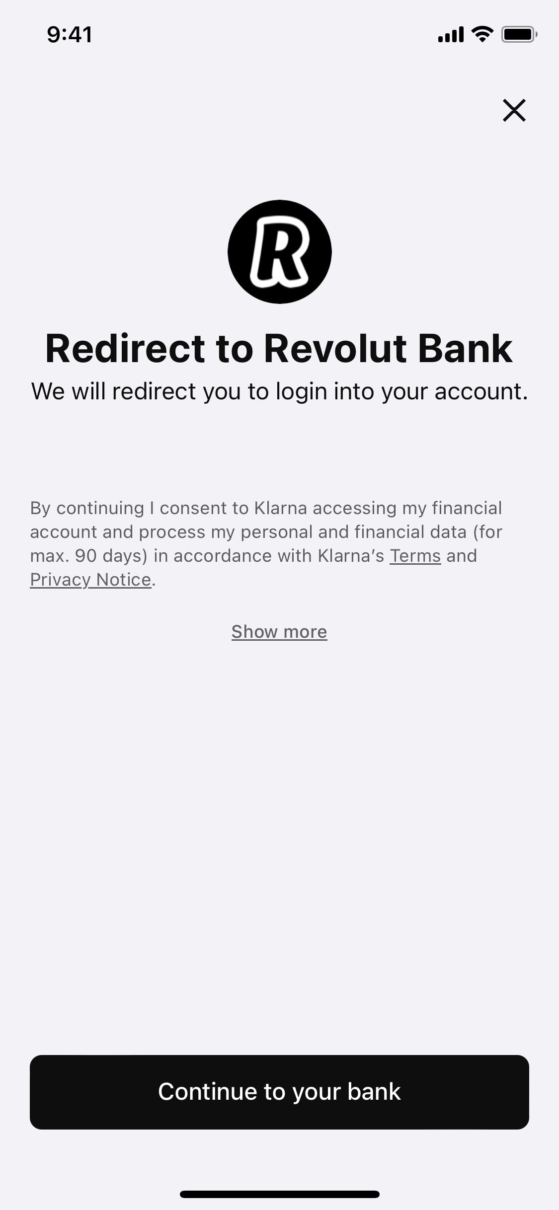 Klarna iOS screen 269