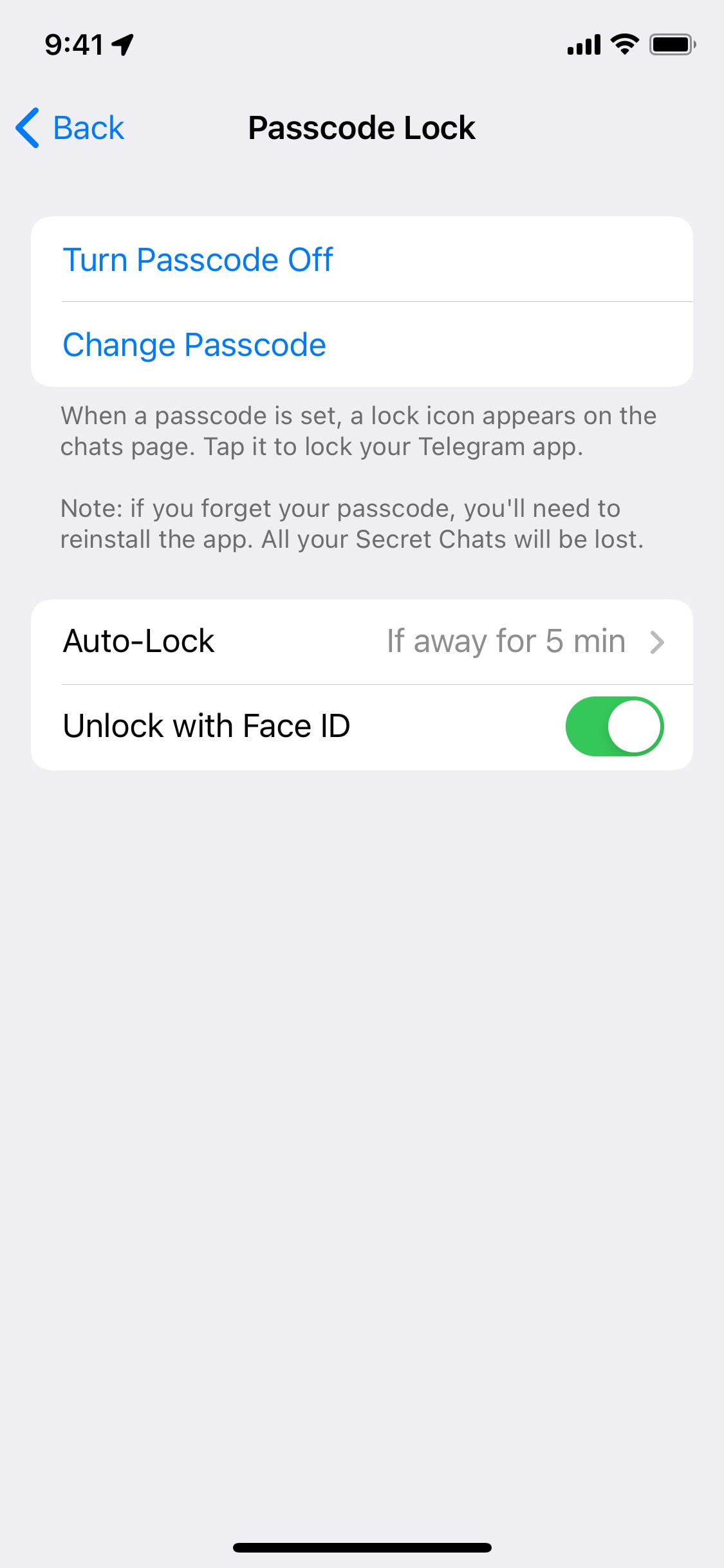 Telegram iOS screen 314