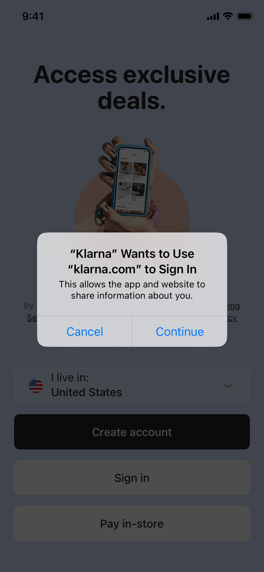 Klarna iOS screen 566
