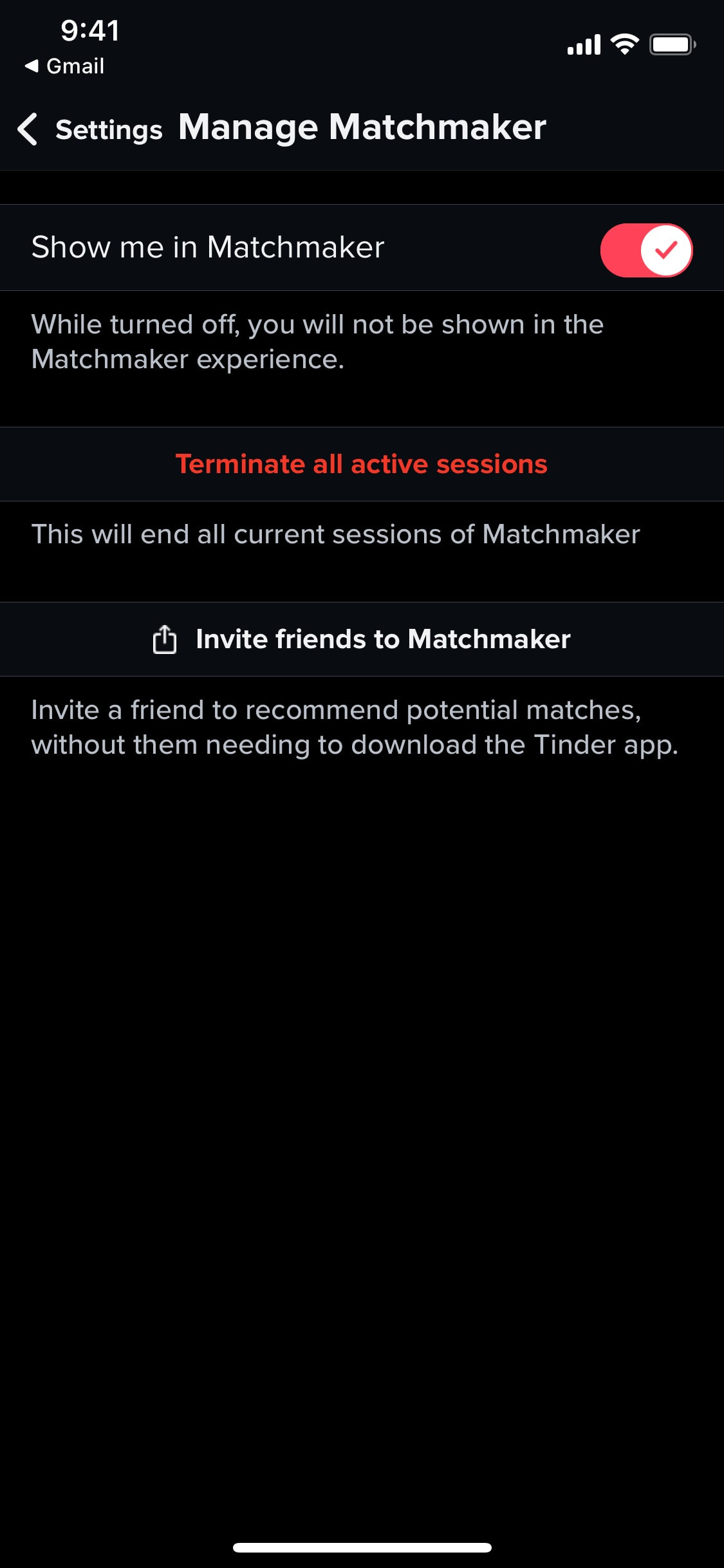 Tinder iOS screen 451