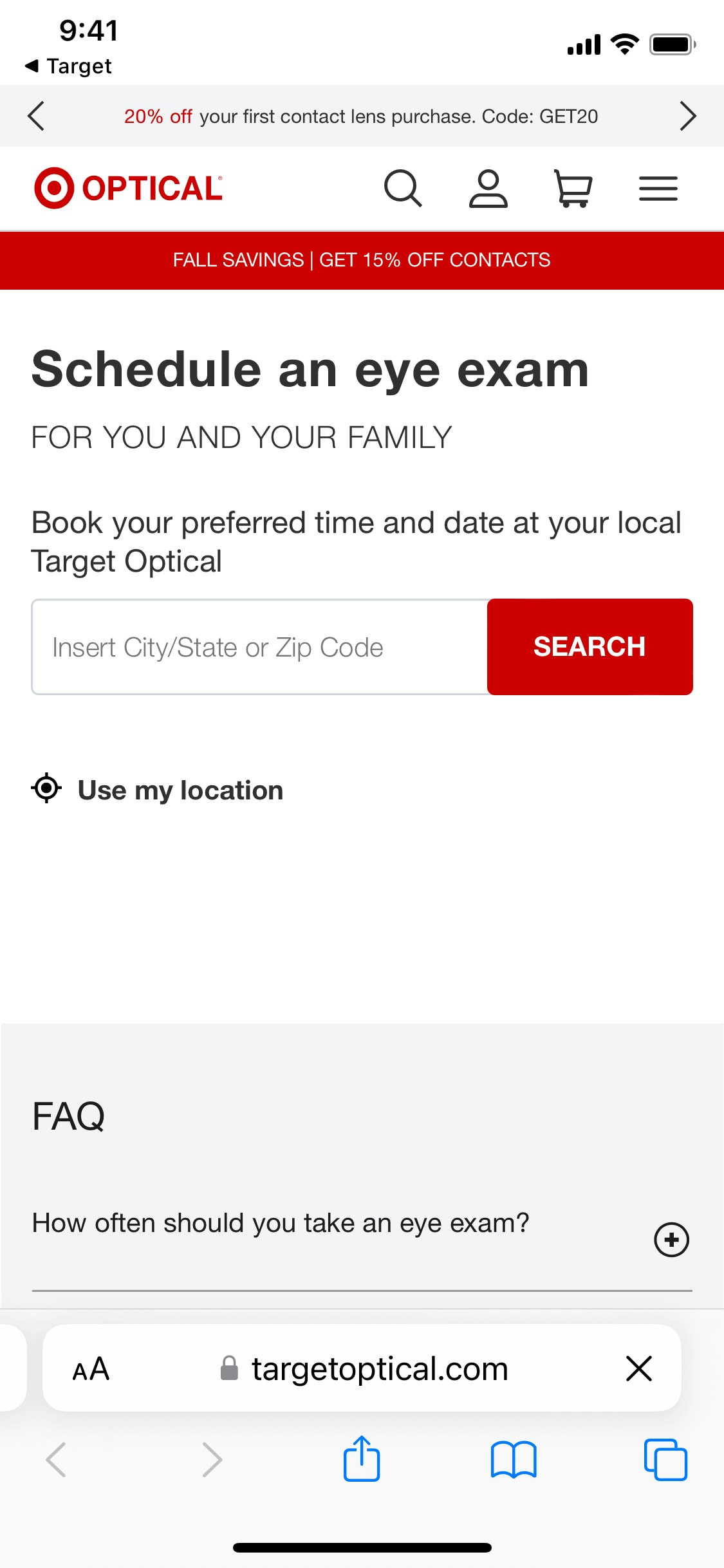 Target iOS screen 200