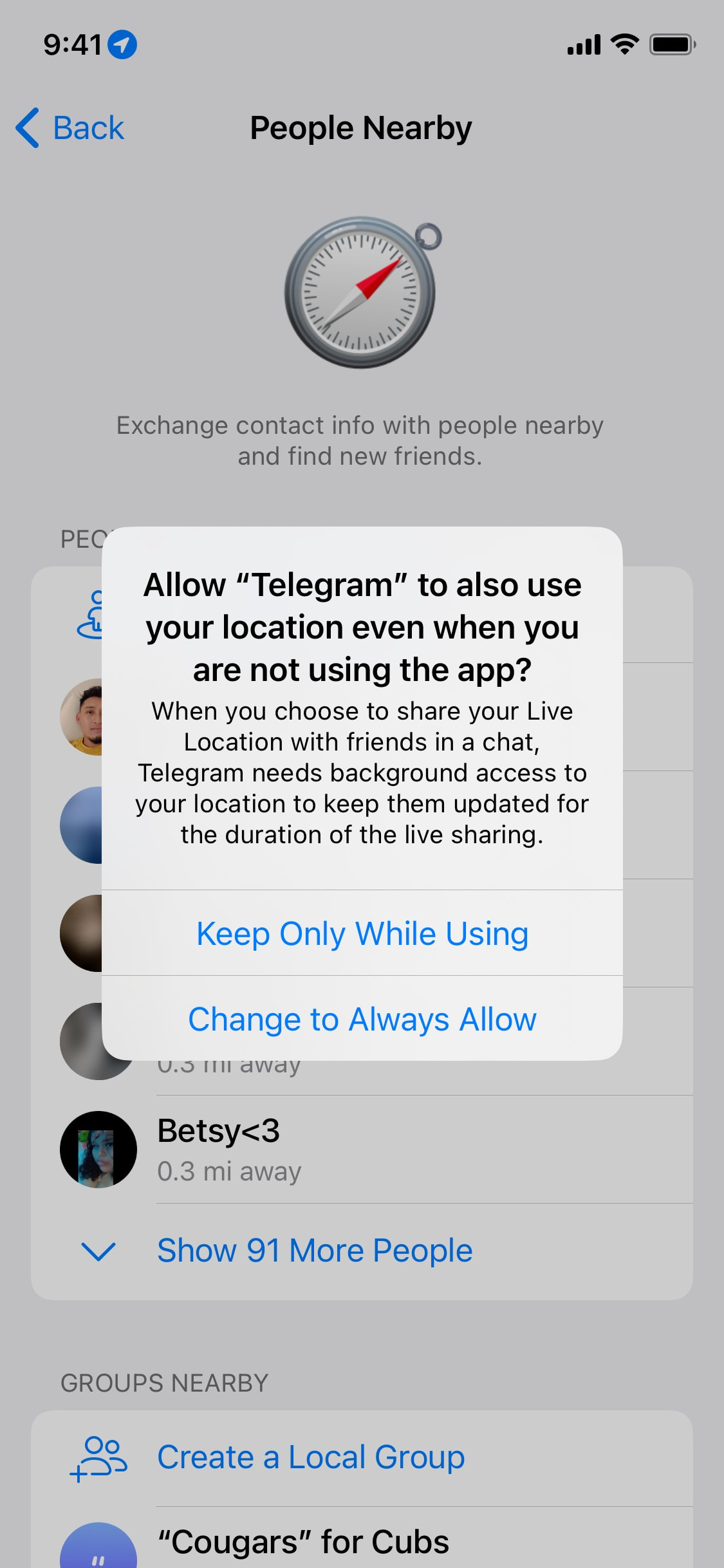 Telegram iOS screen 829