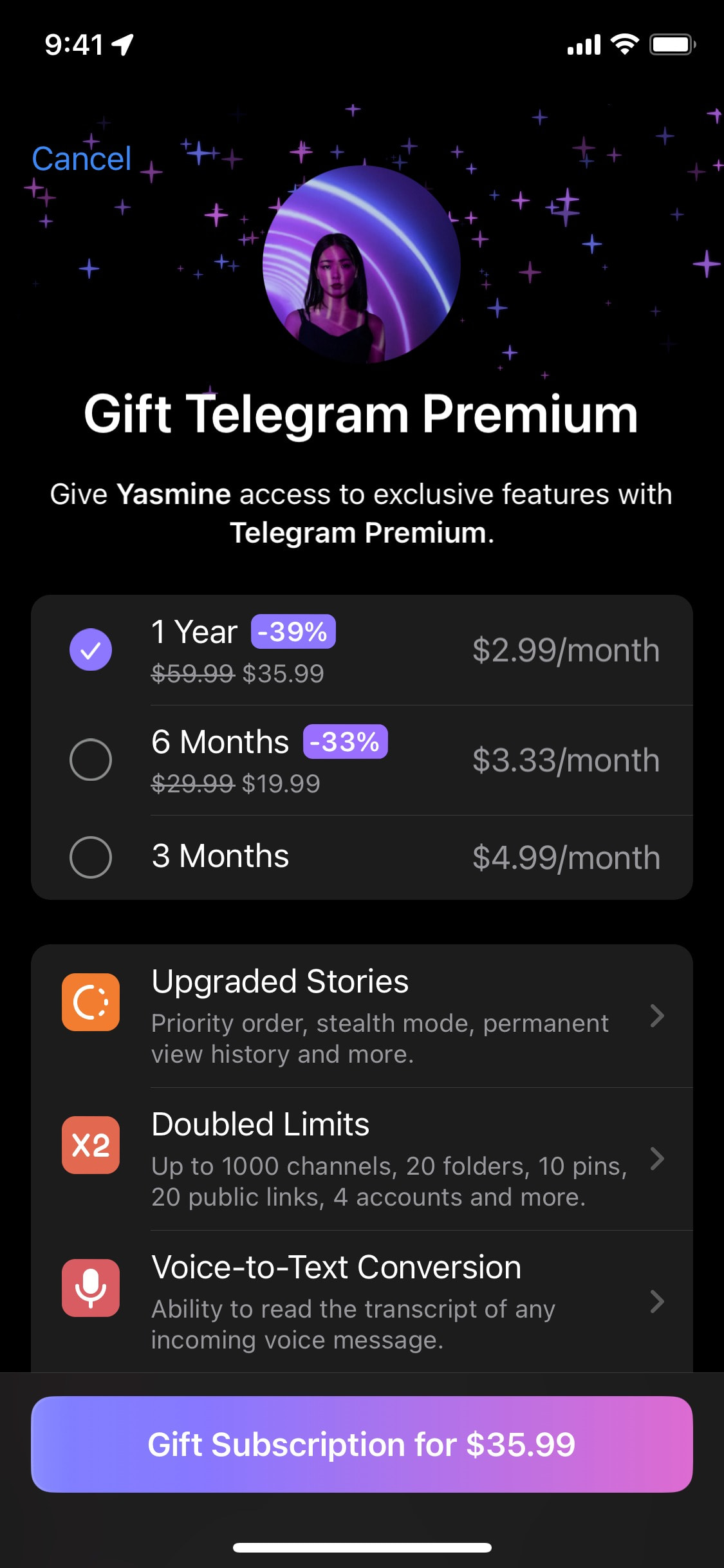 Telegram iOS screen 805