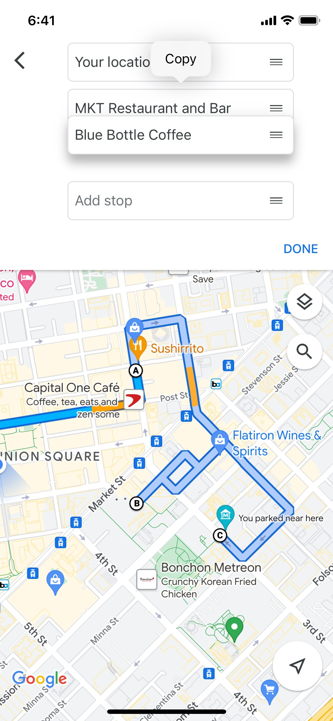Google Maps iOS screen 414