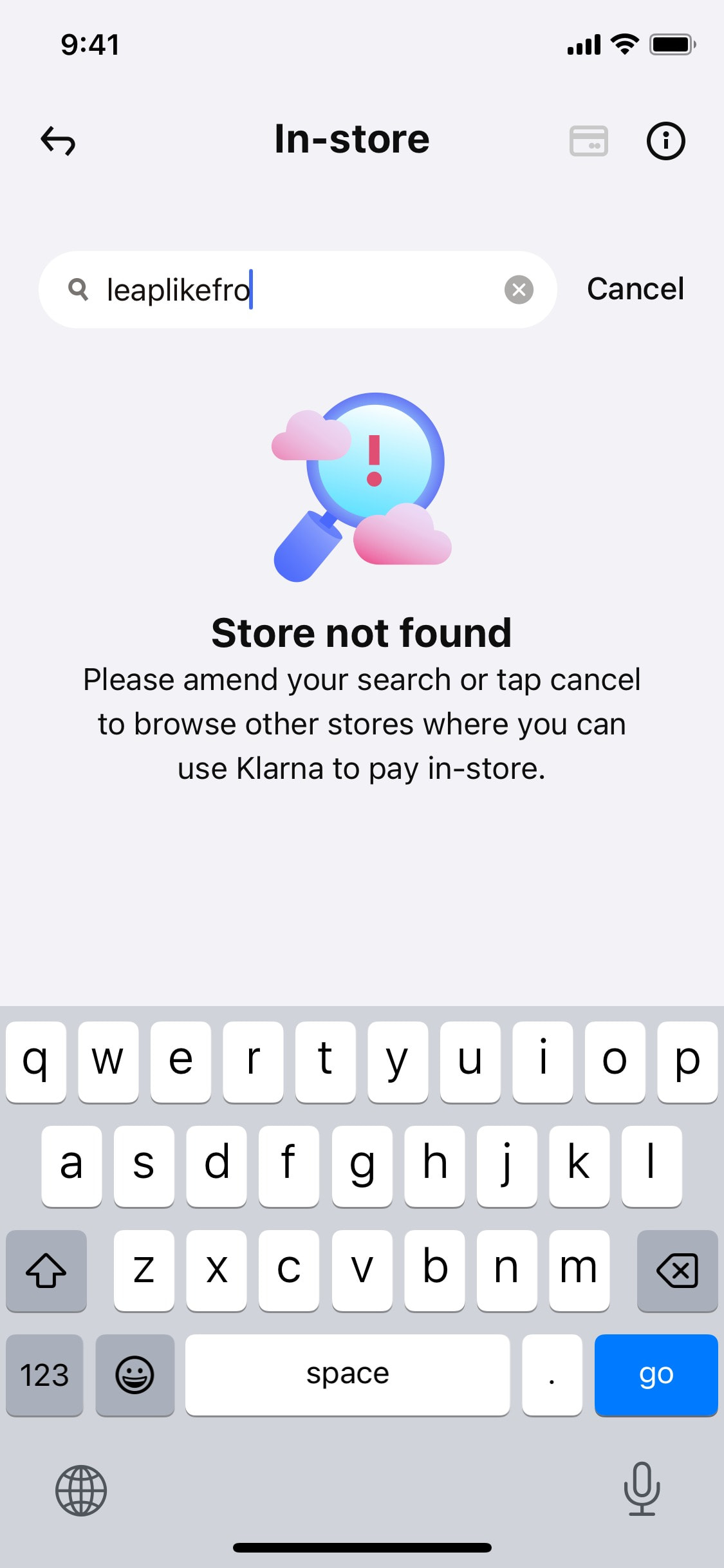 Klarna iOS screen 579