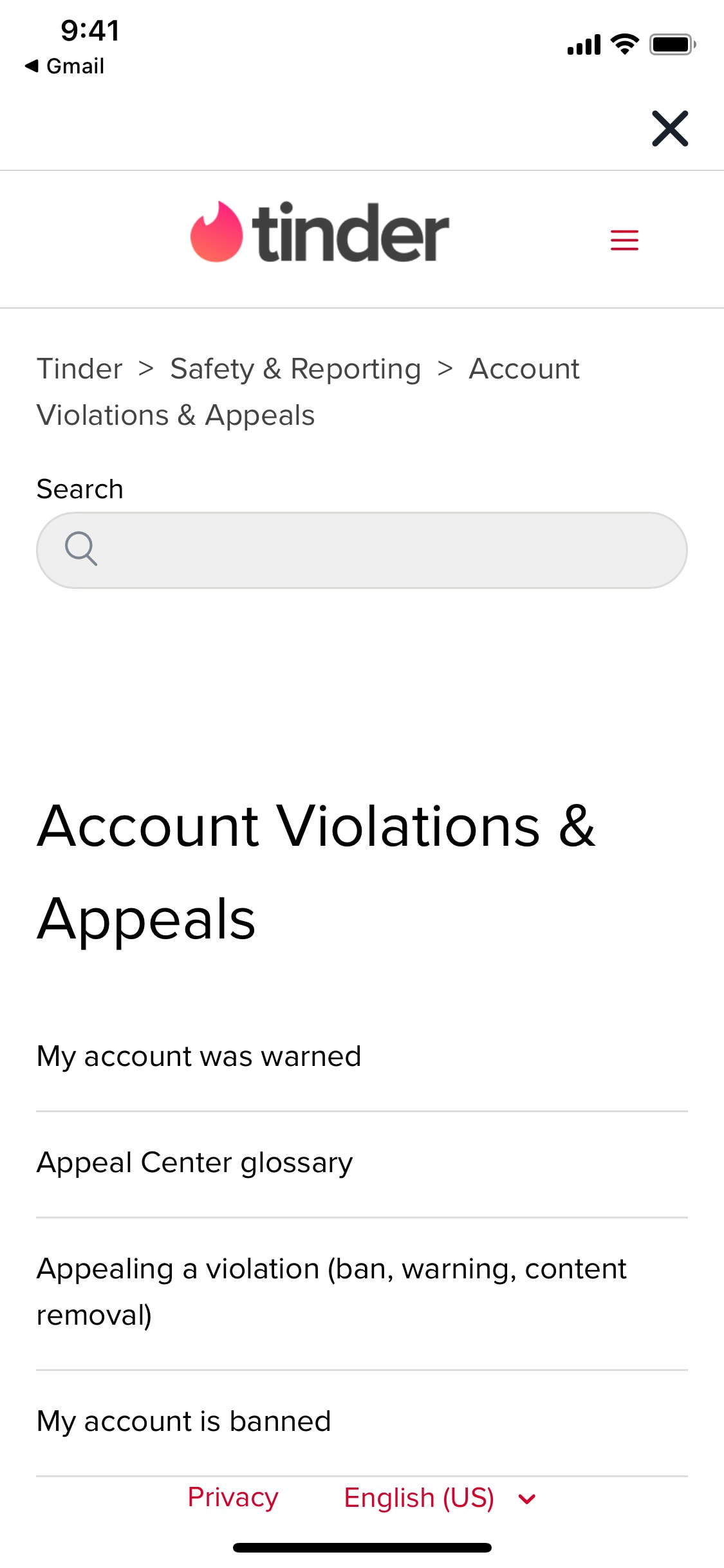Tinder iOS screen 189