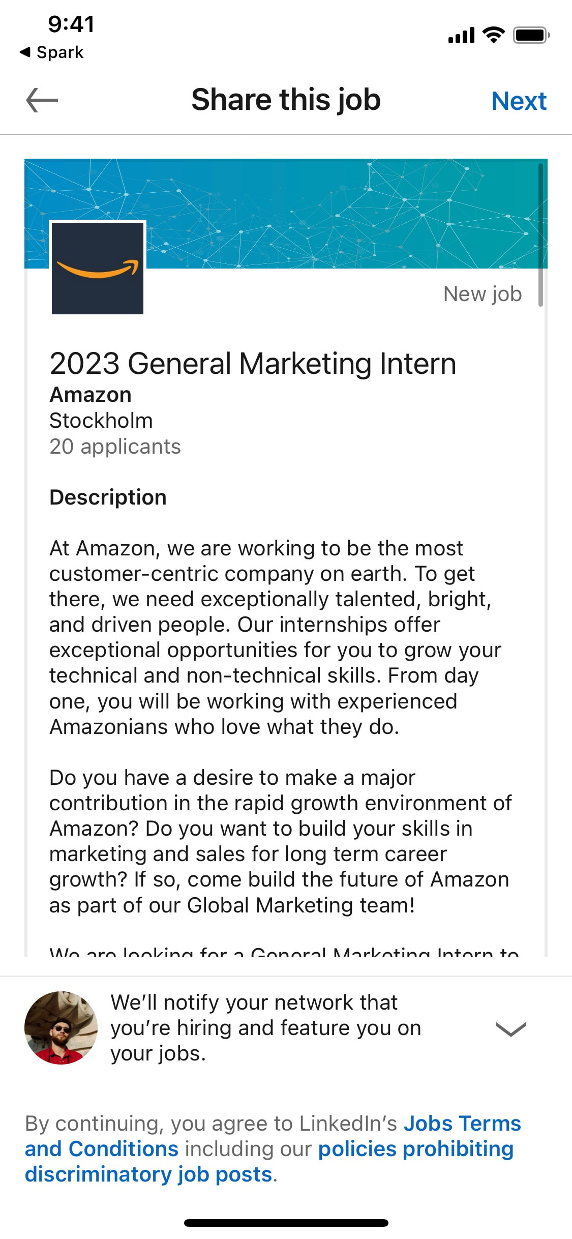 LinkedIn iOS screen 367
