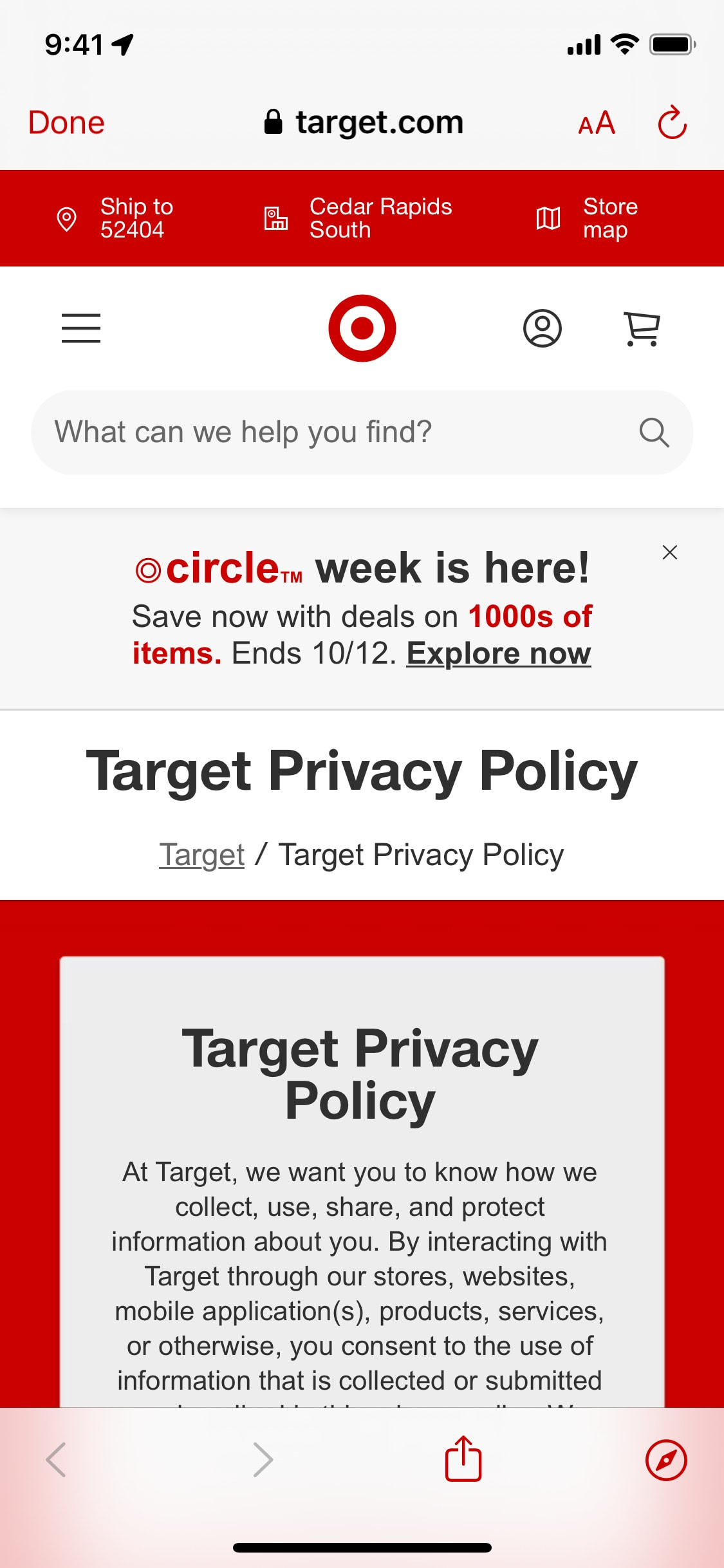 Target iOS screen 630