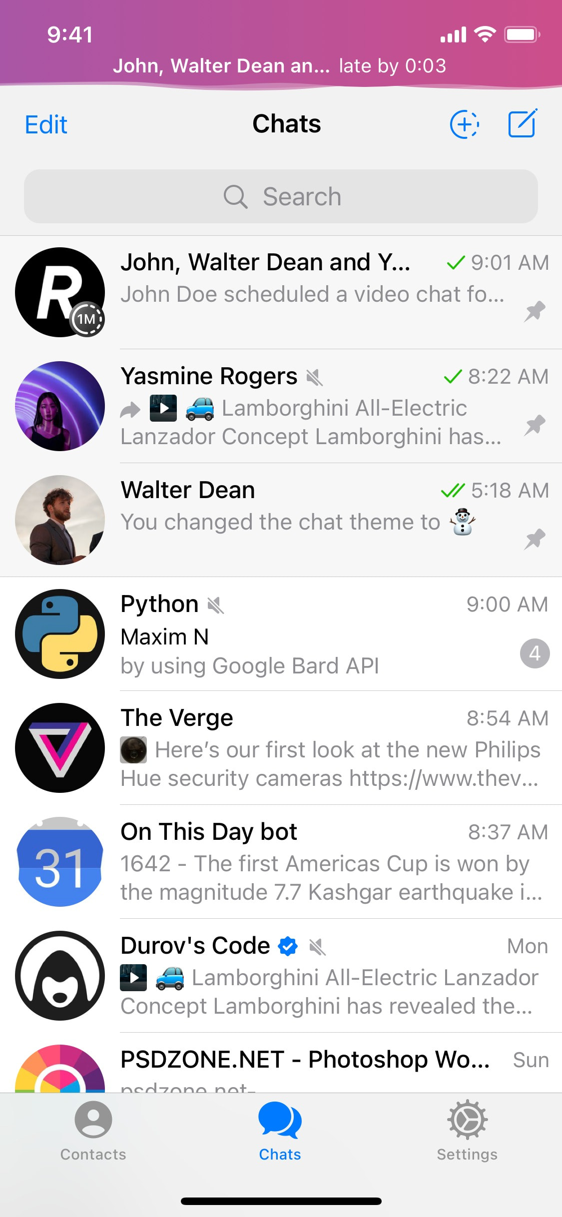 Telegram iOS screen 525