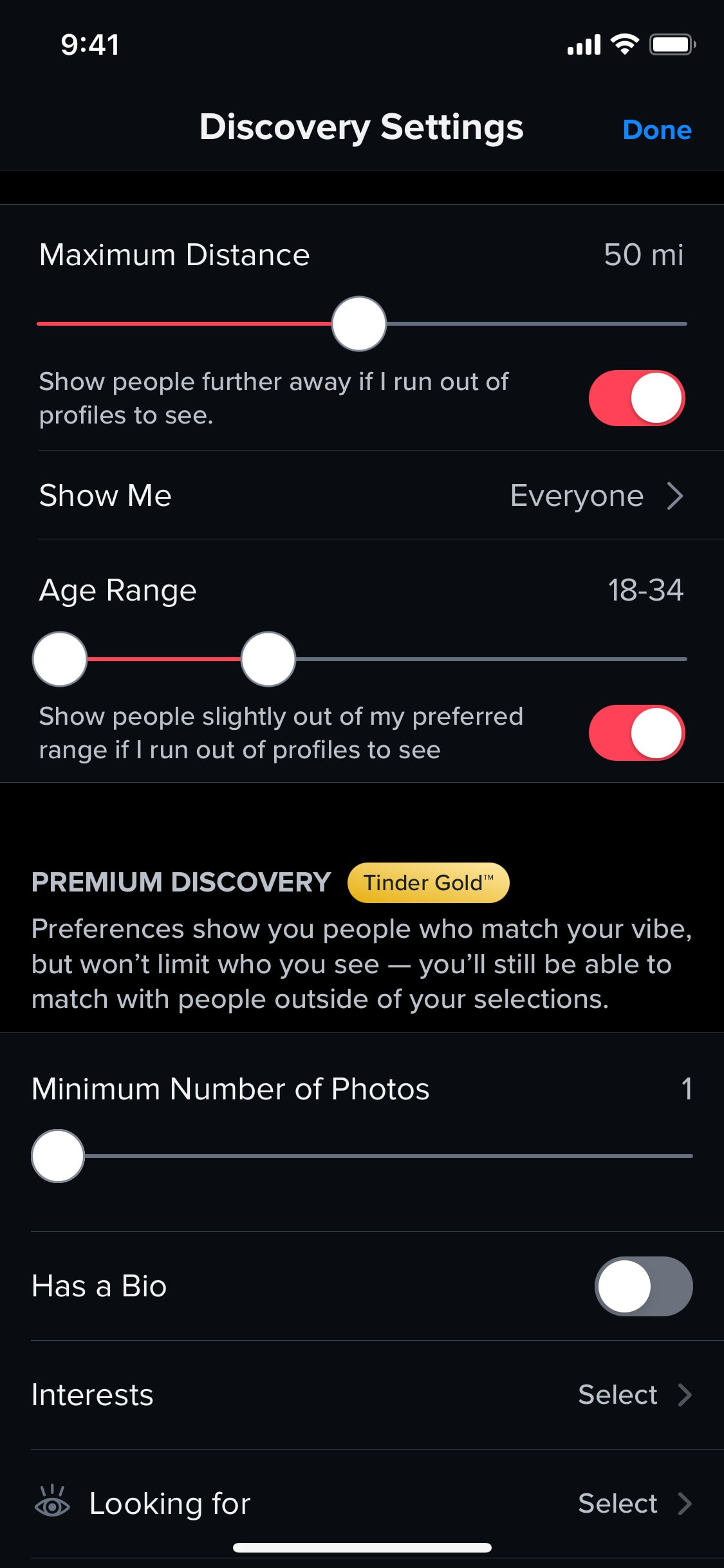Tinder iOS screen 433