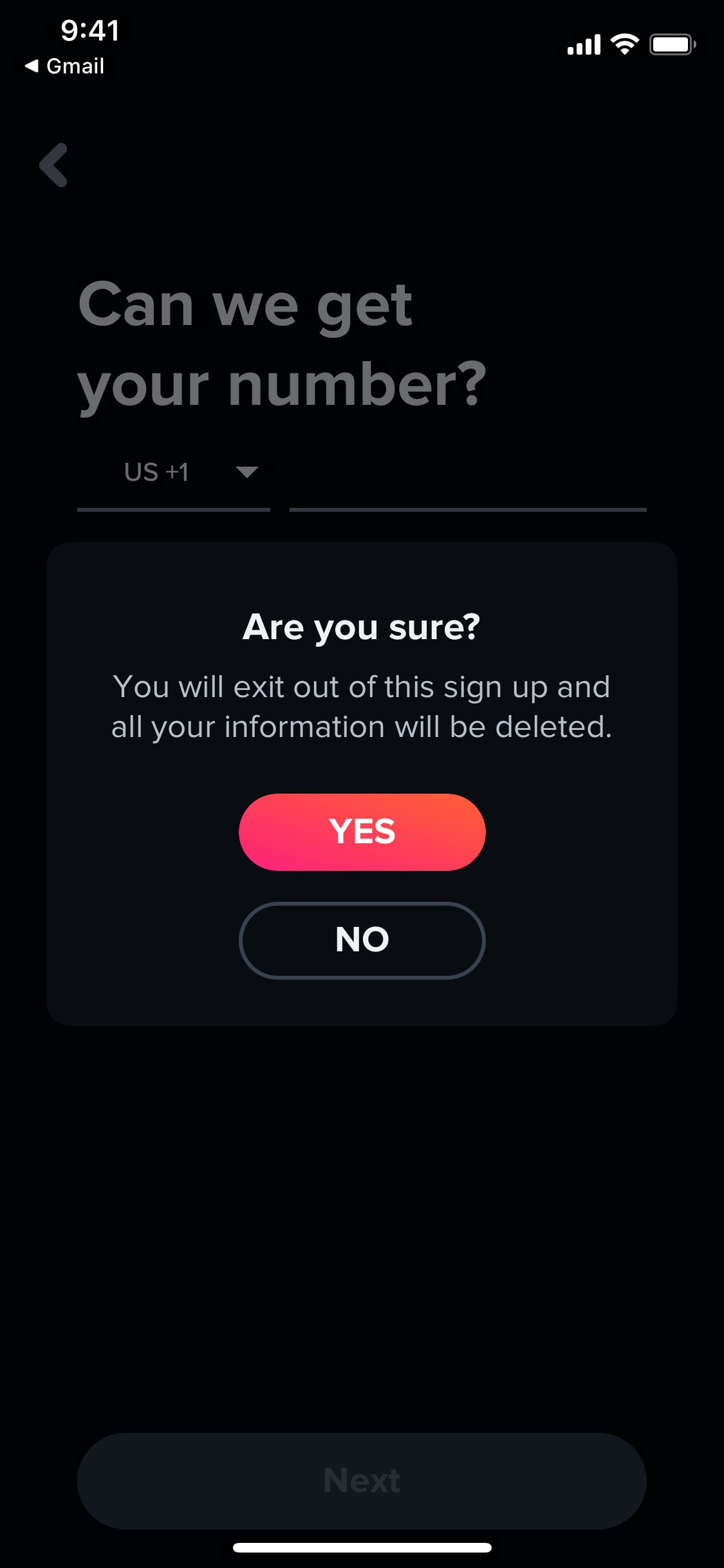Tinder iOS screen 23