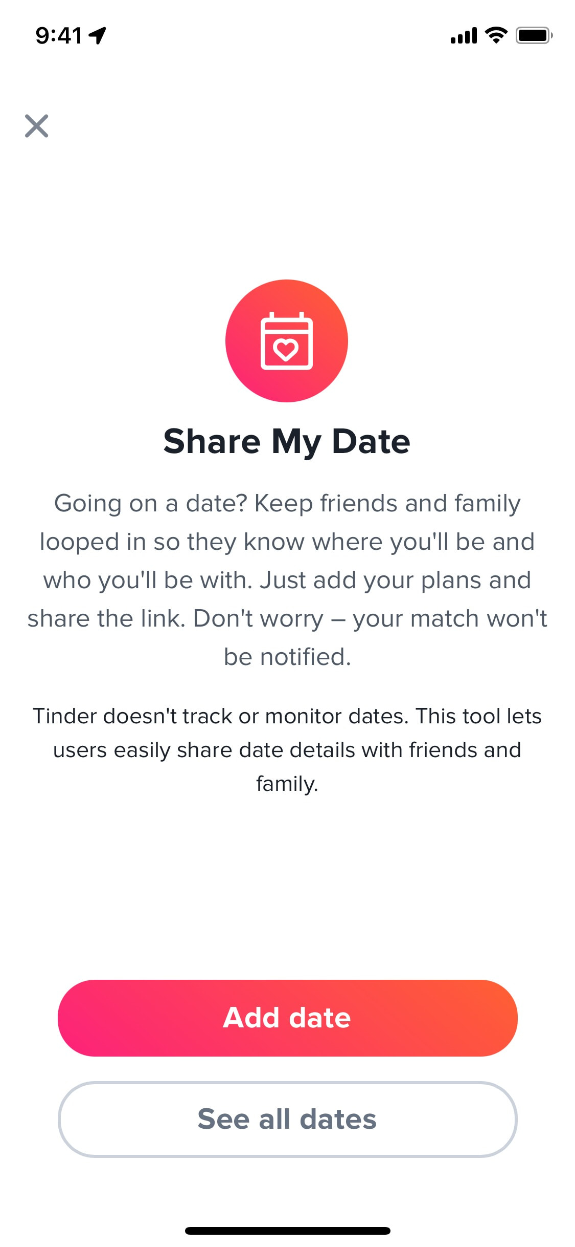 Tinder iOS screen 209