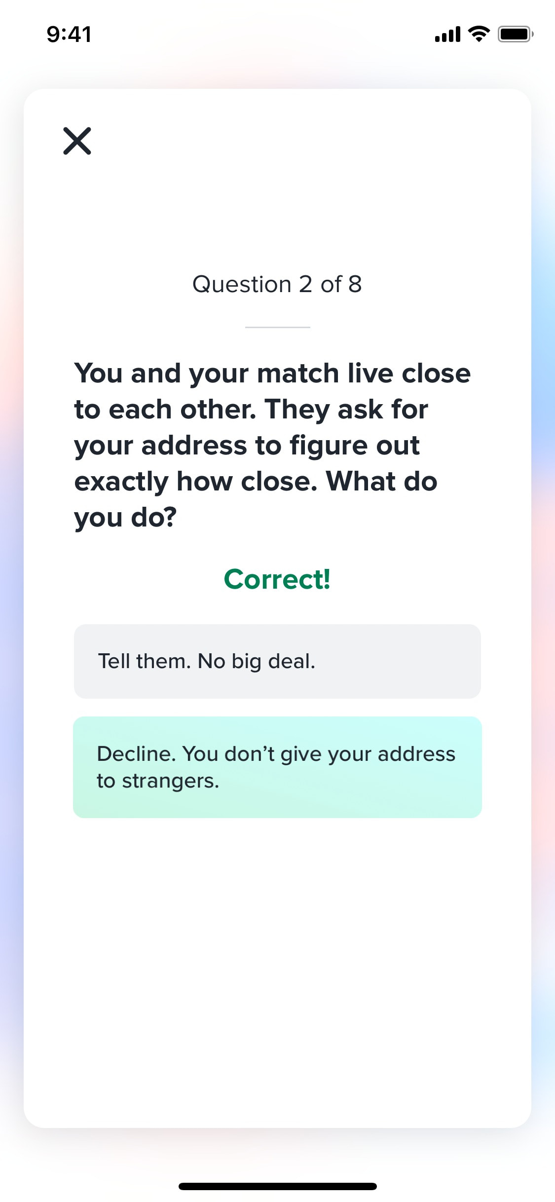 Tinder iOS screen 445