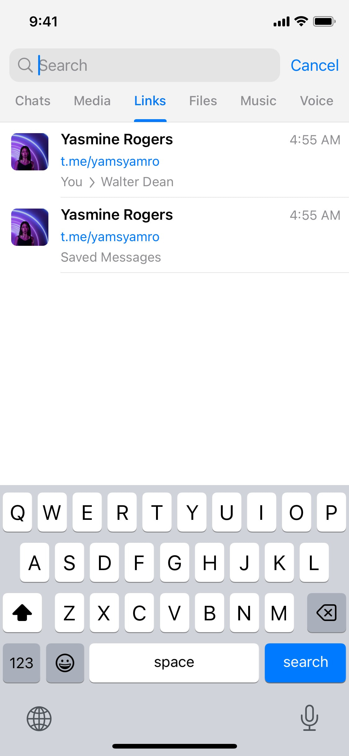 Telegram iOS screen 491