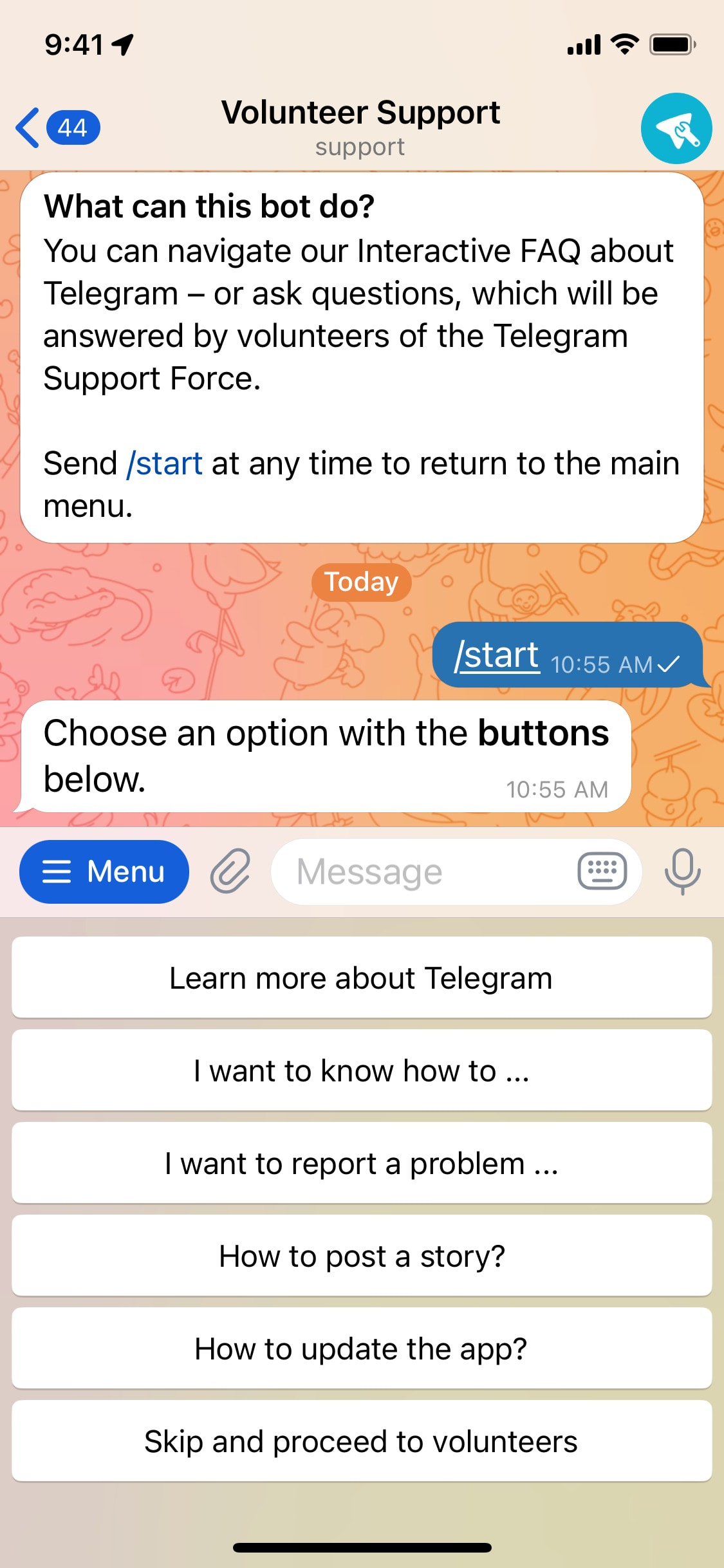 Telegram iOS screen 614