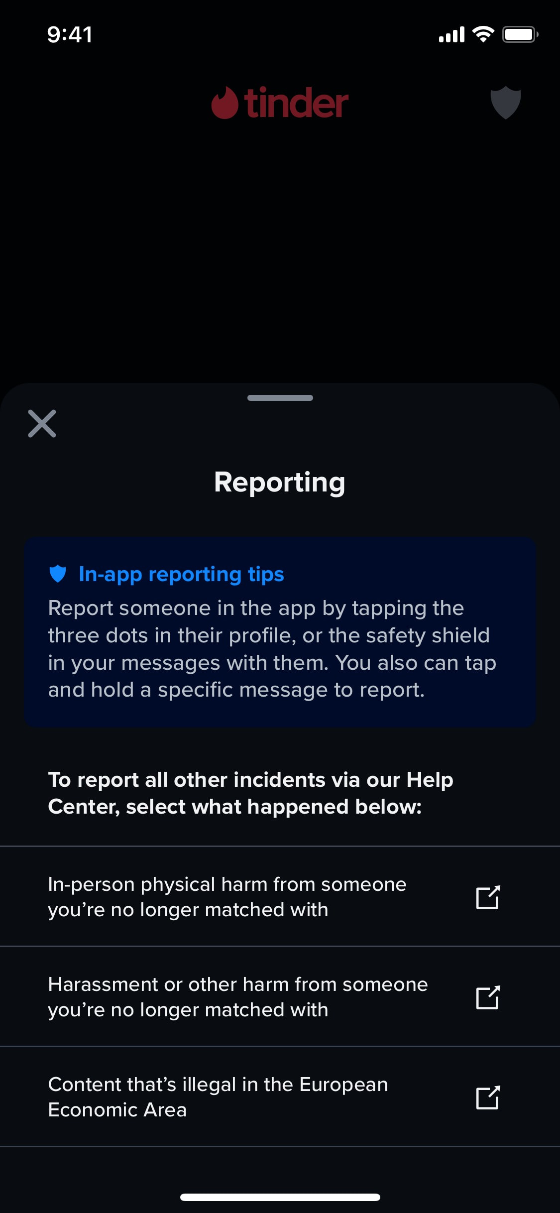Tinder iOS screen 280