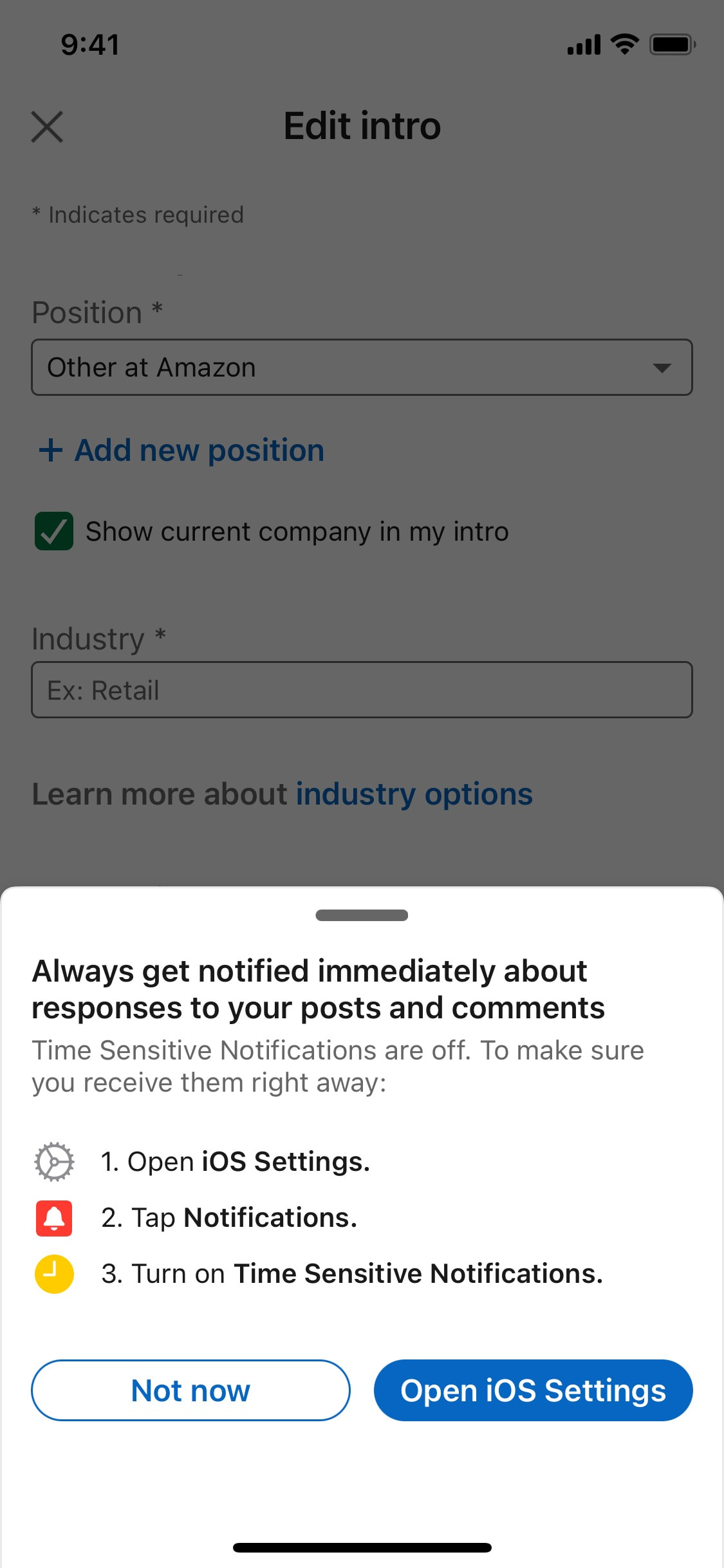 LinkedIn iOS screen 96