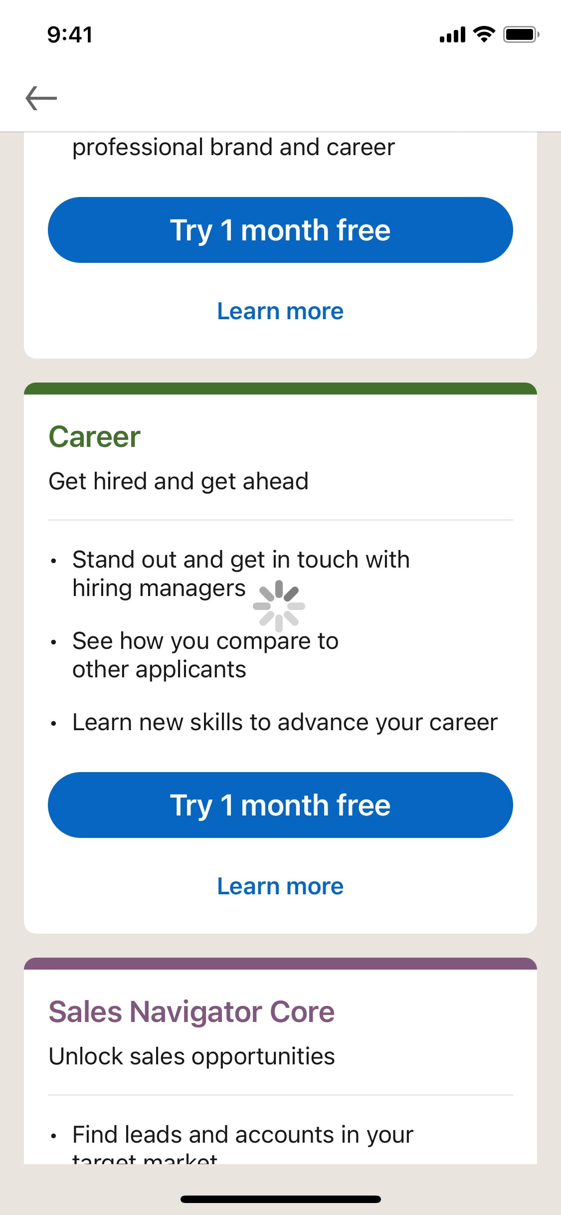 LinkedIn iOS screen 132