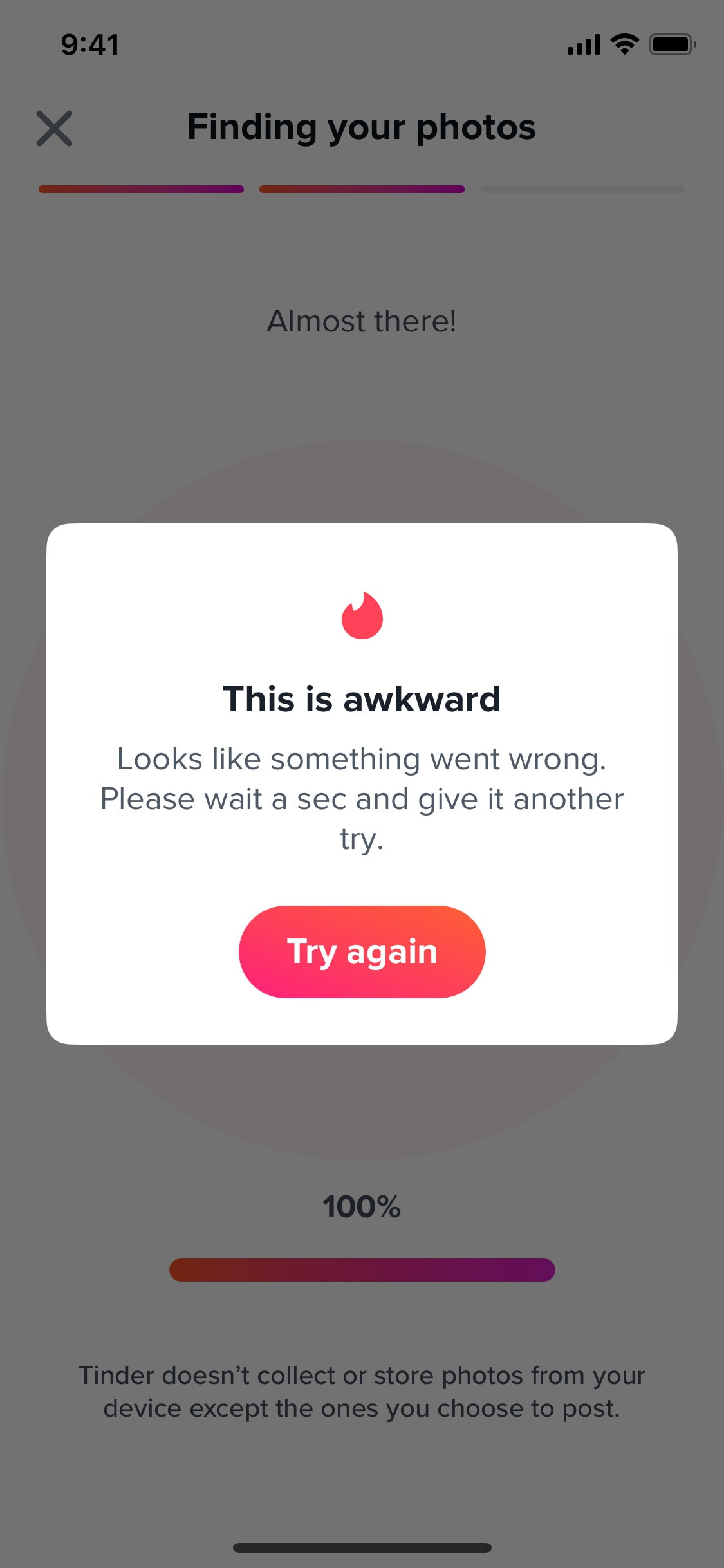 Tinder iOS screen 193