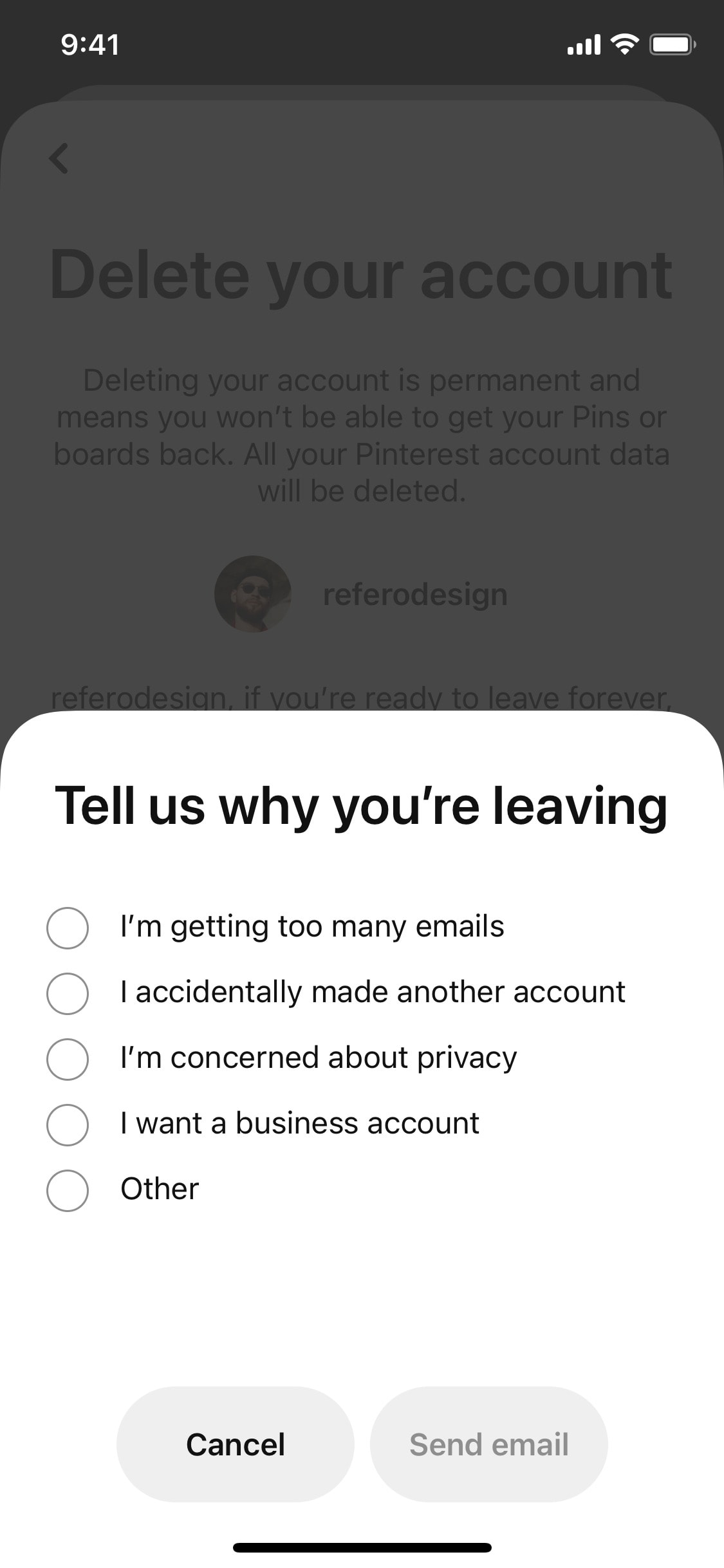 Pinterest iOS screen 409