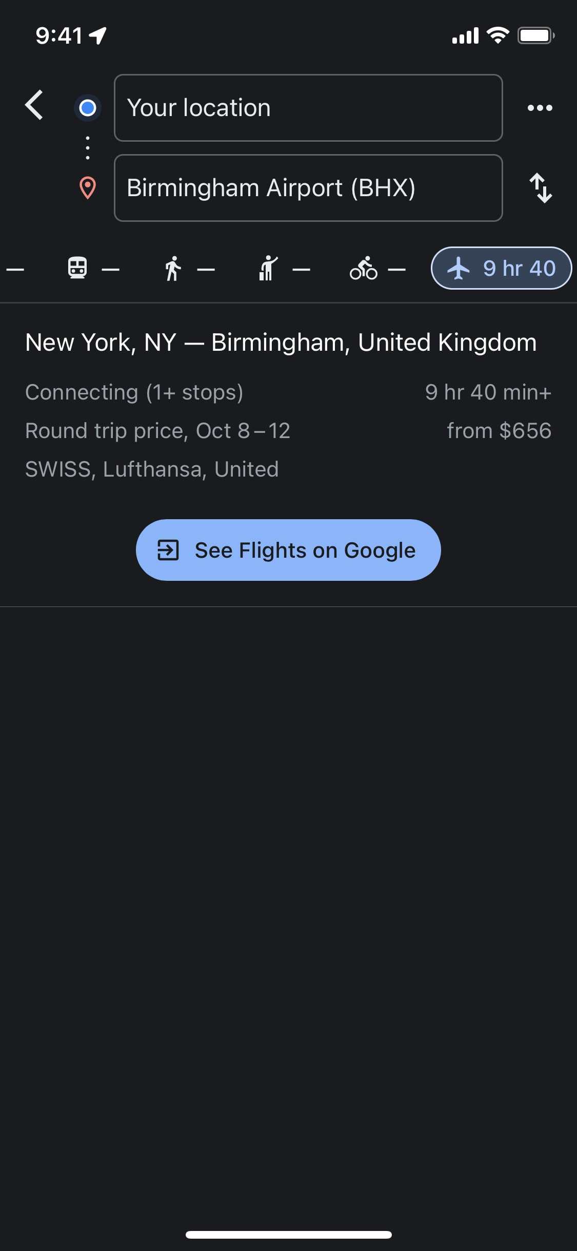 Google Maps iOS screen 392