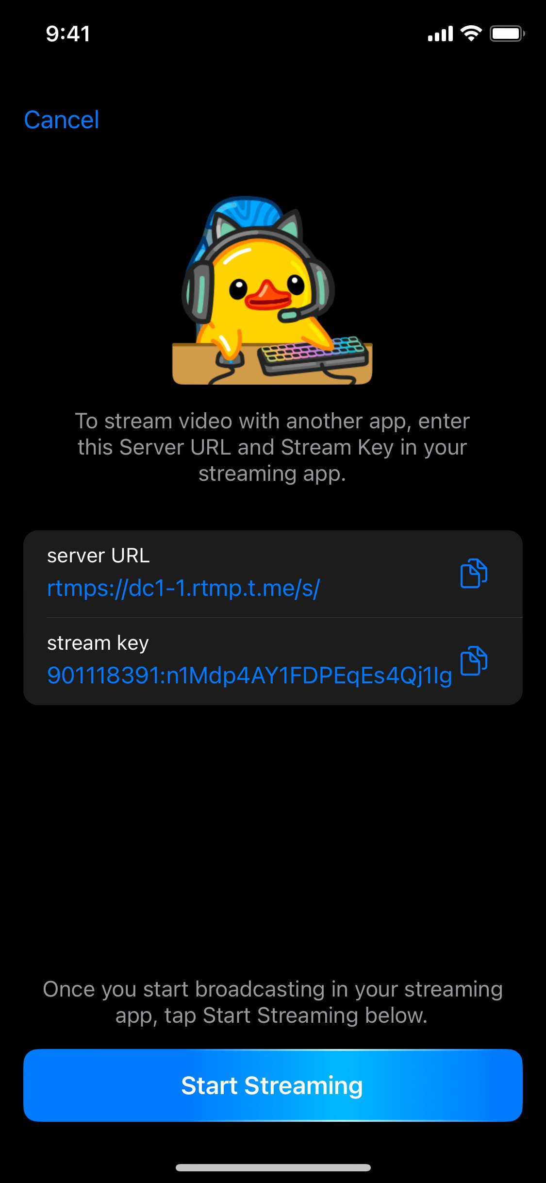 Telegram iOS screen 452