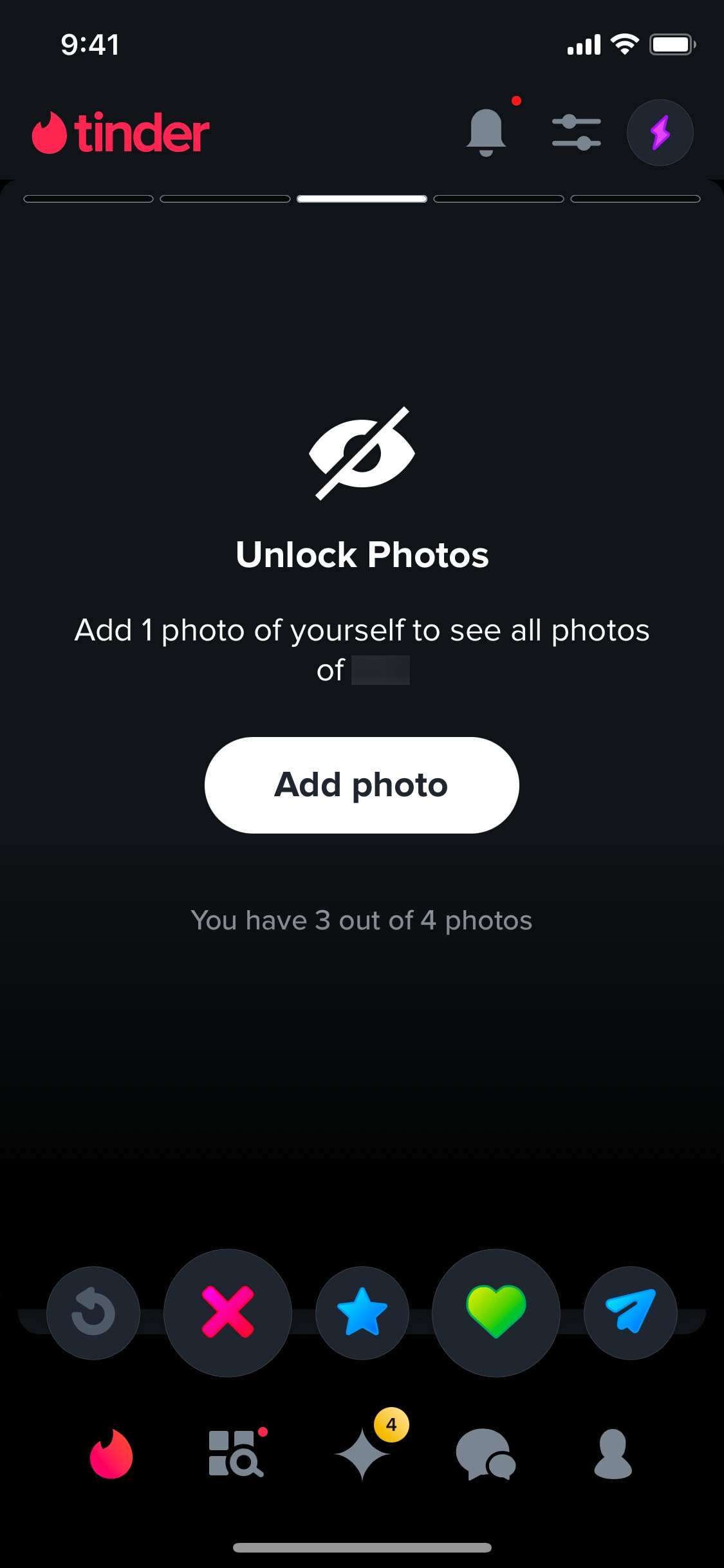 Tinder iOS screen 315
