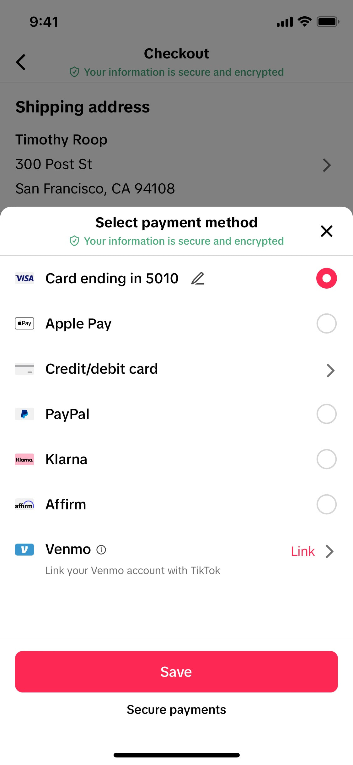 TikTok iOS screen 306