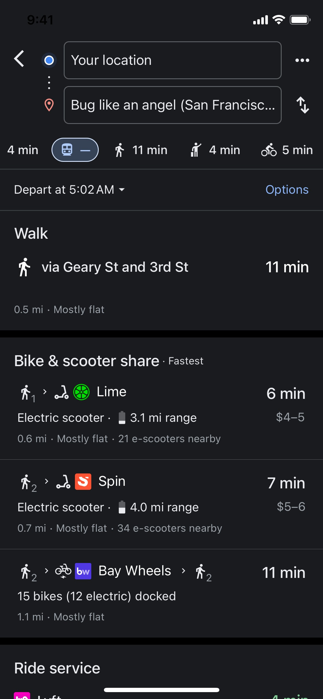 Google Maps iOS screen 630