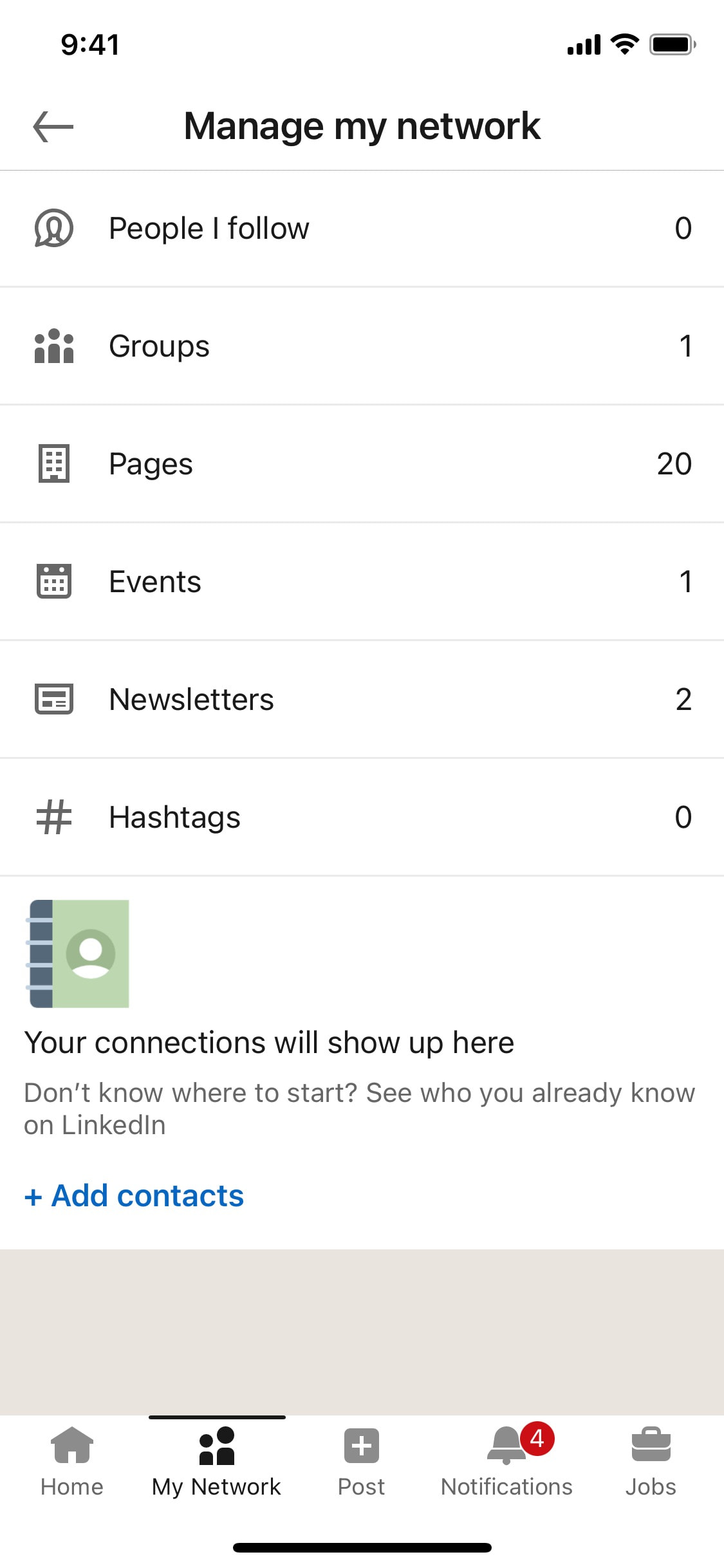 LinkedIn iOS screen 347