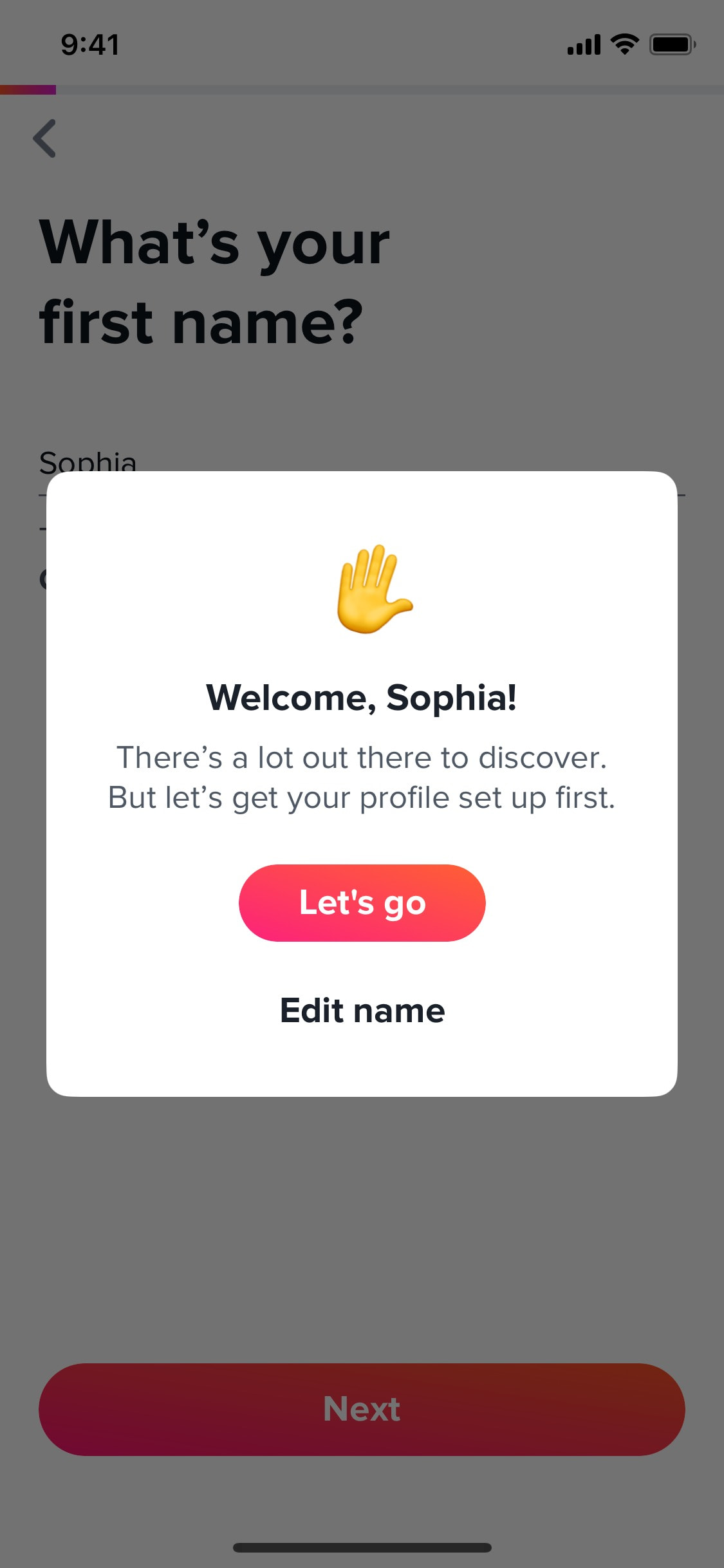 Tinder iOS screen 441