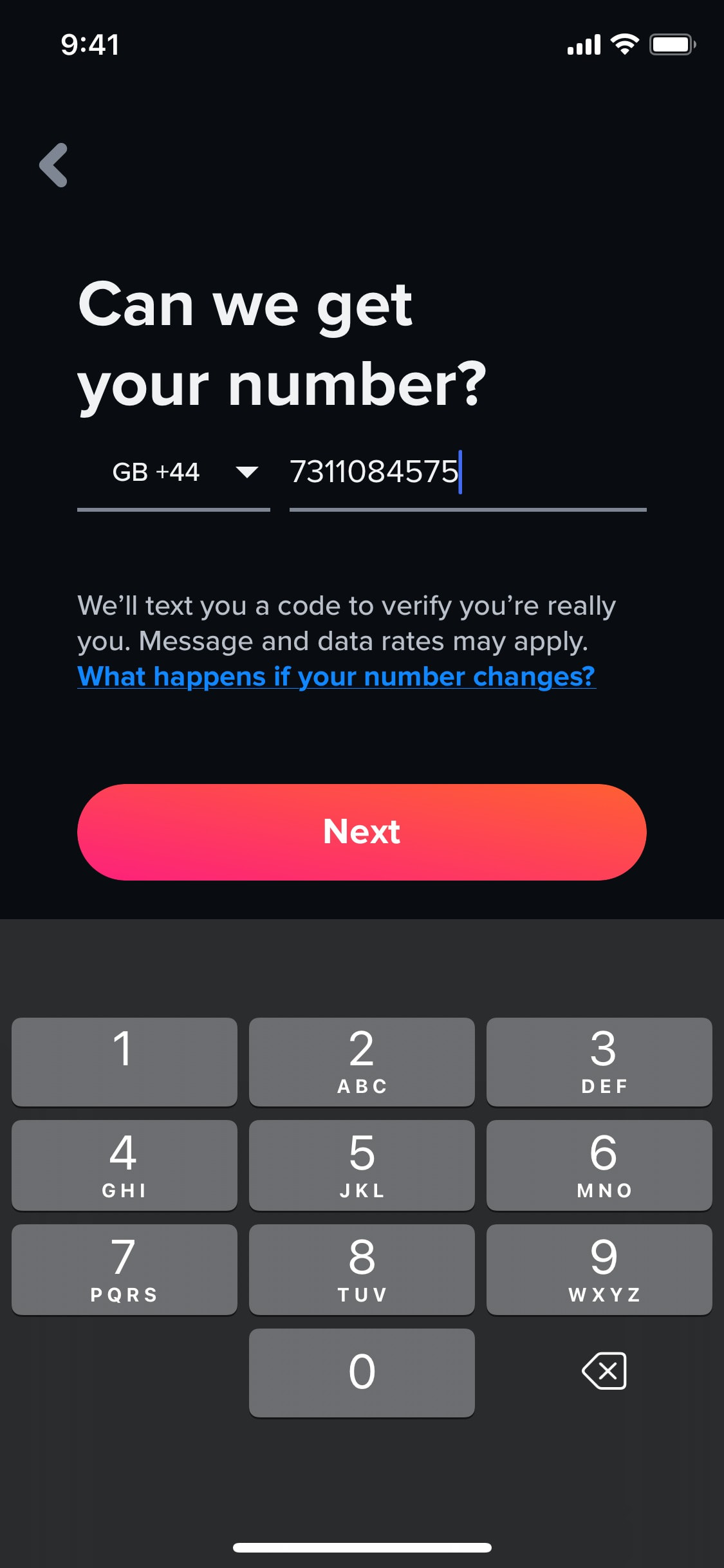 Tinder iOS screen 173