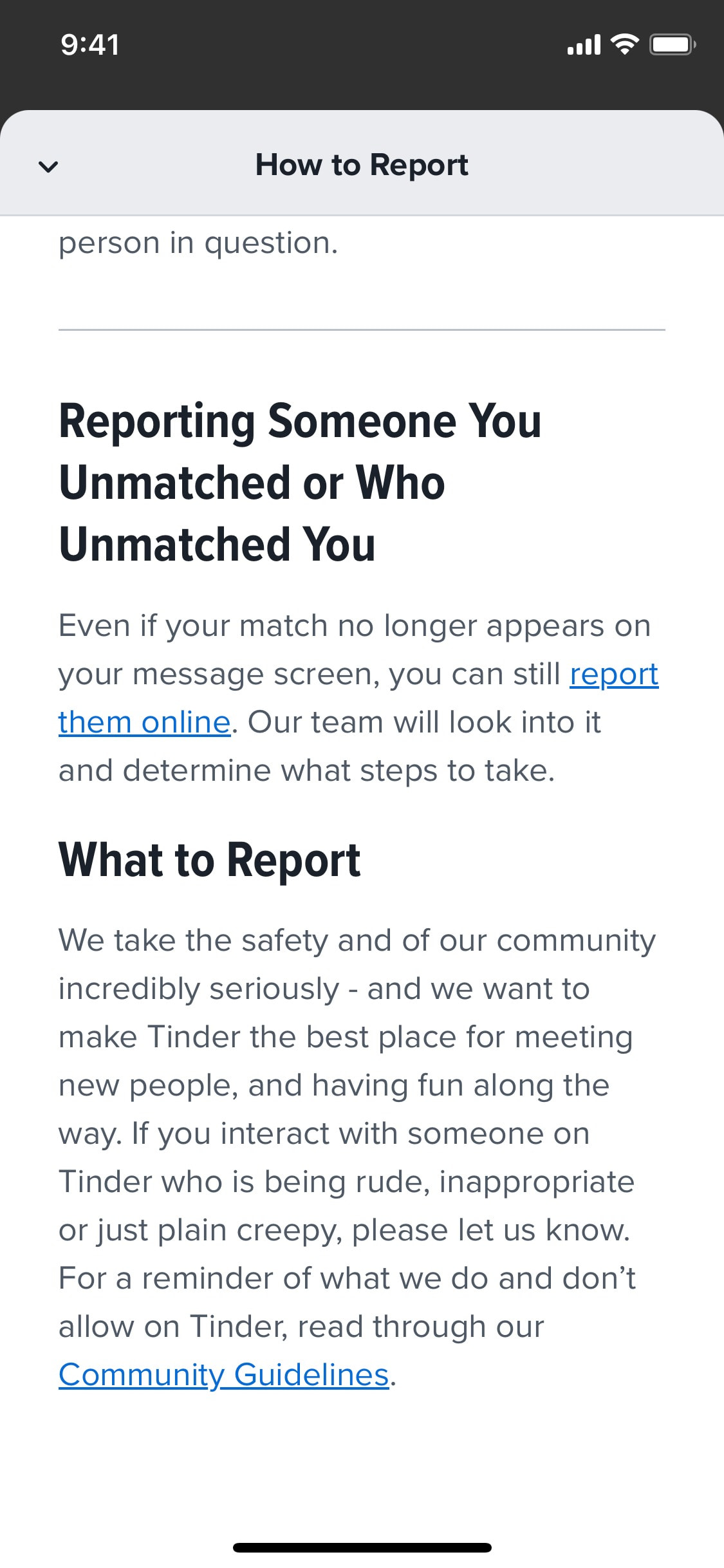 Tinder iOS screen 163